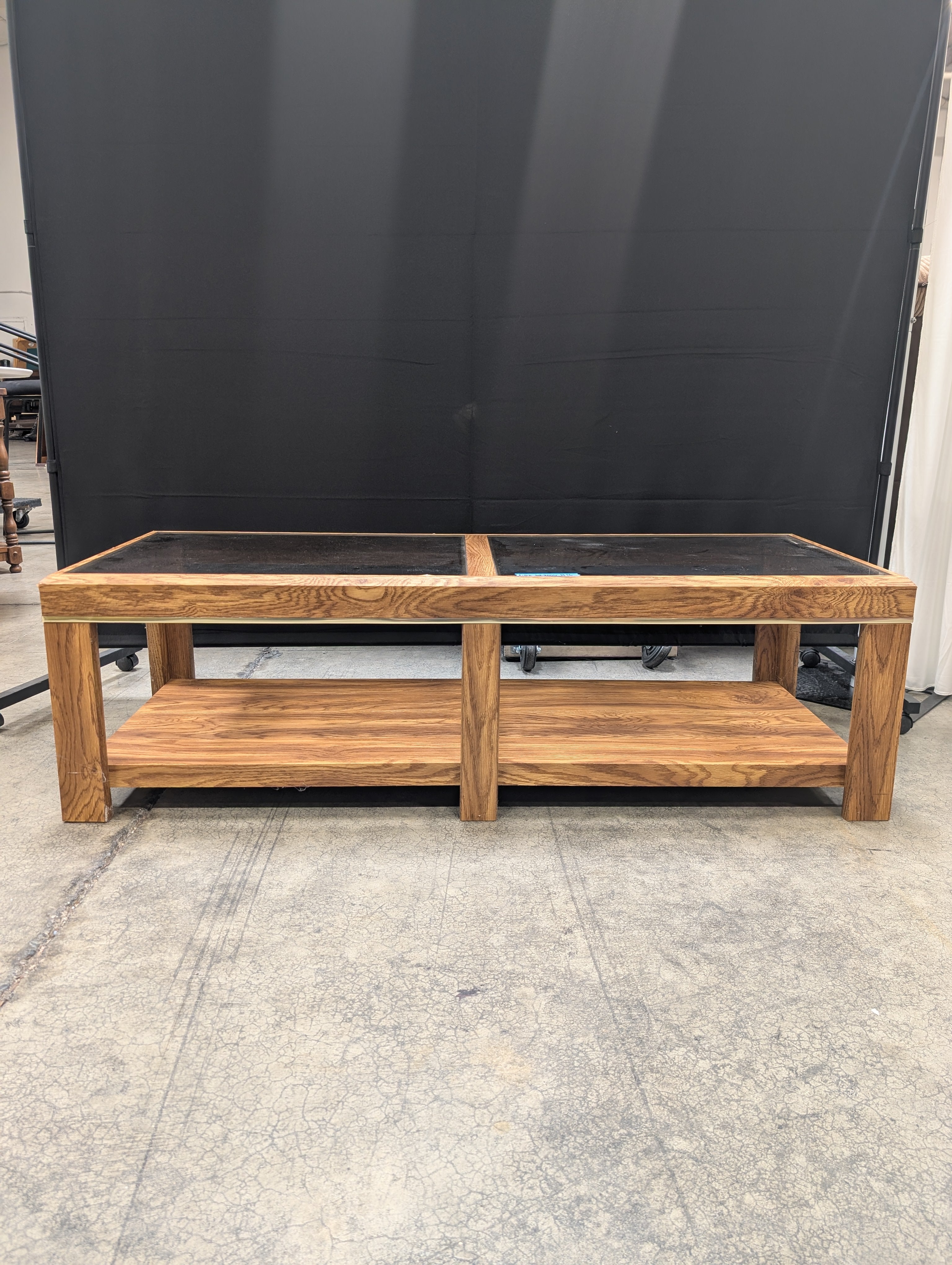 Mid-Century Rectangular Coffee Table in Wood and Glass