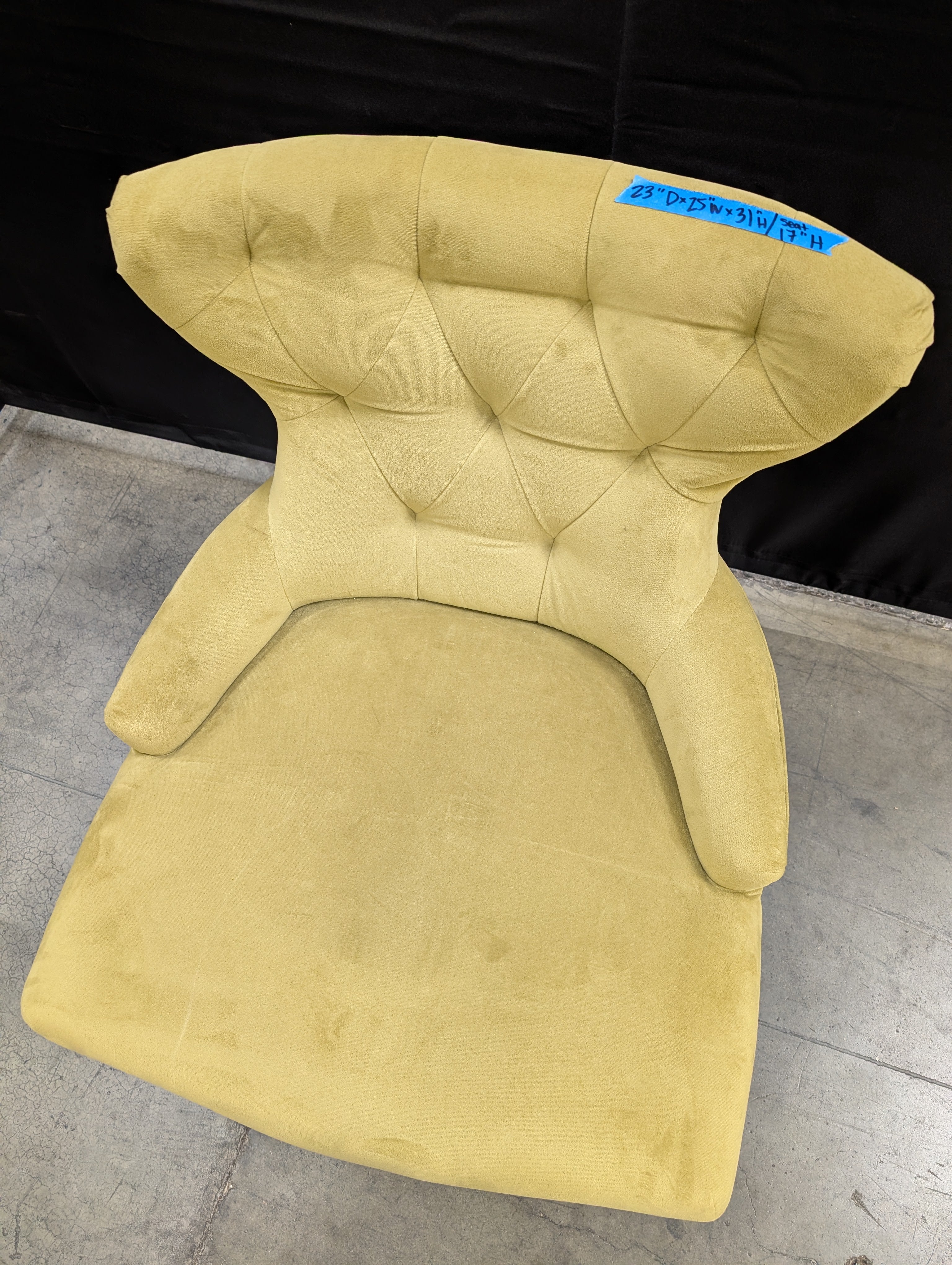 Chartreuse Tufted Velvet Accent Chair with Dark Wood Legs