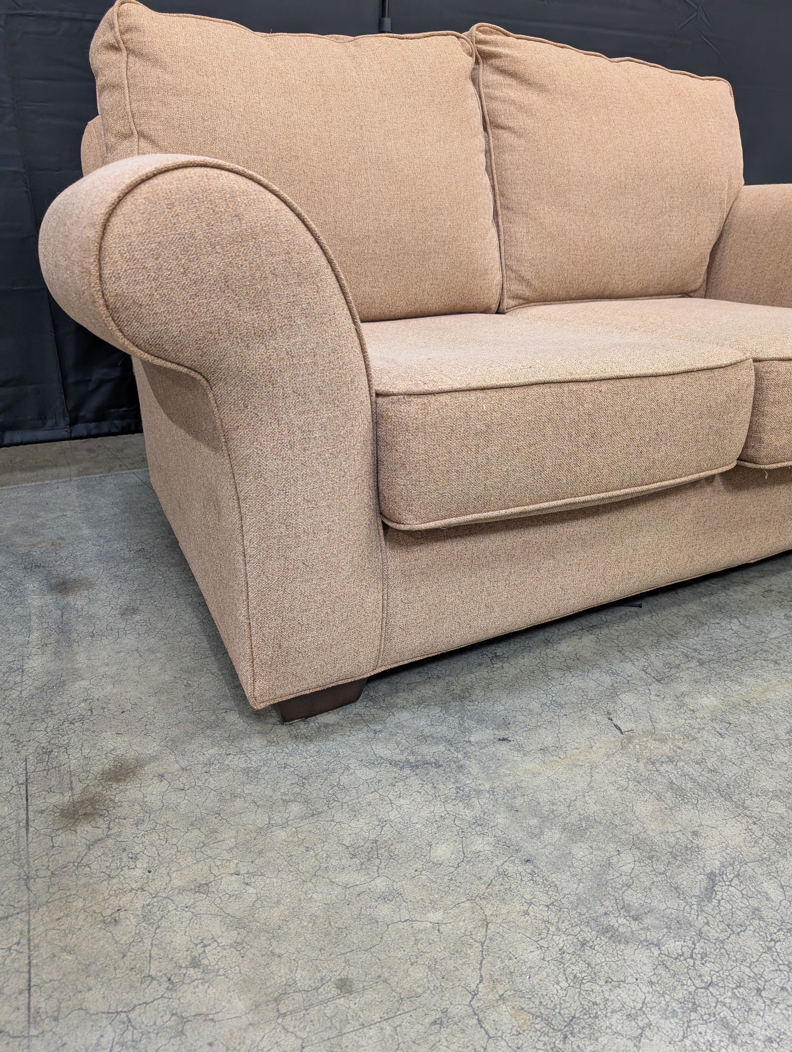Thomasville Neutral Fabric Two-Seater Sofa with Rolled Arms