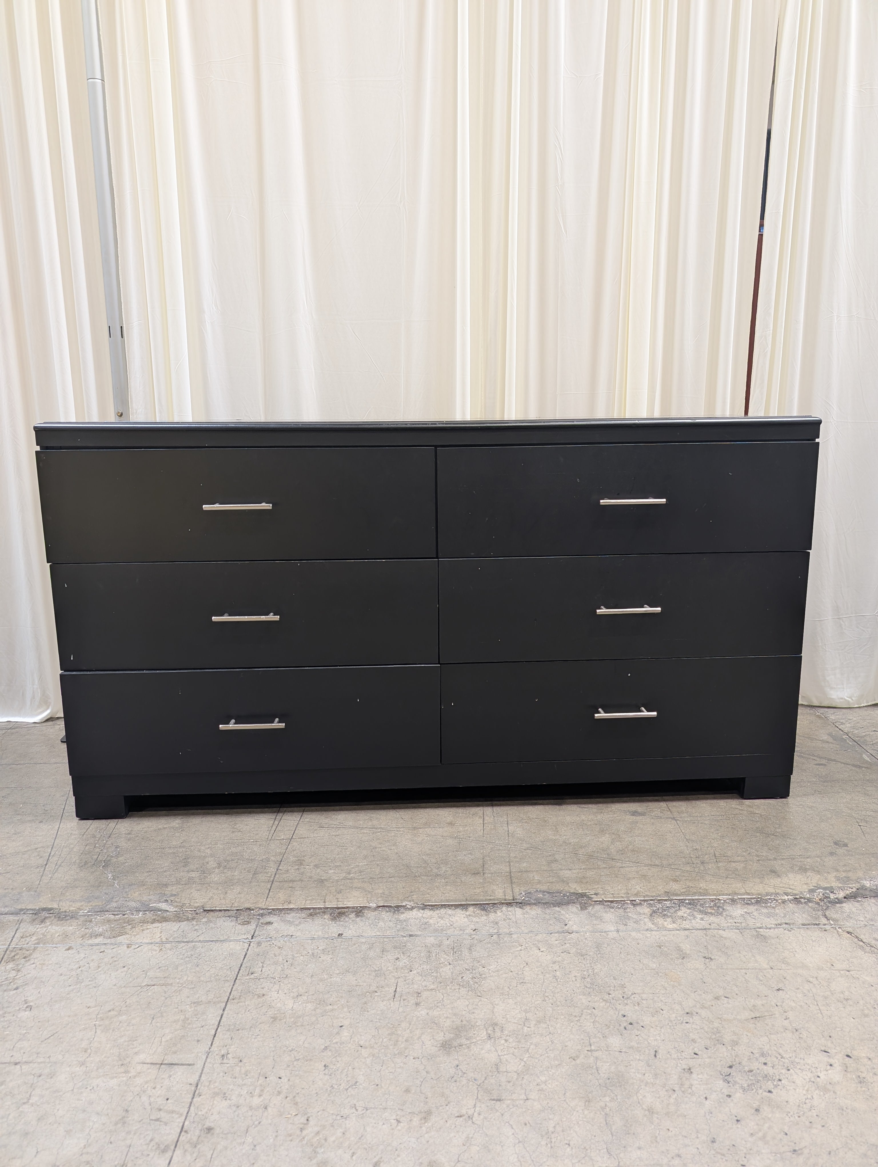Matte Black Six-Drawer Dresser