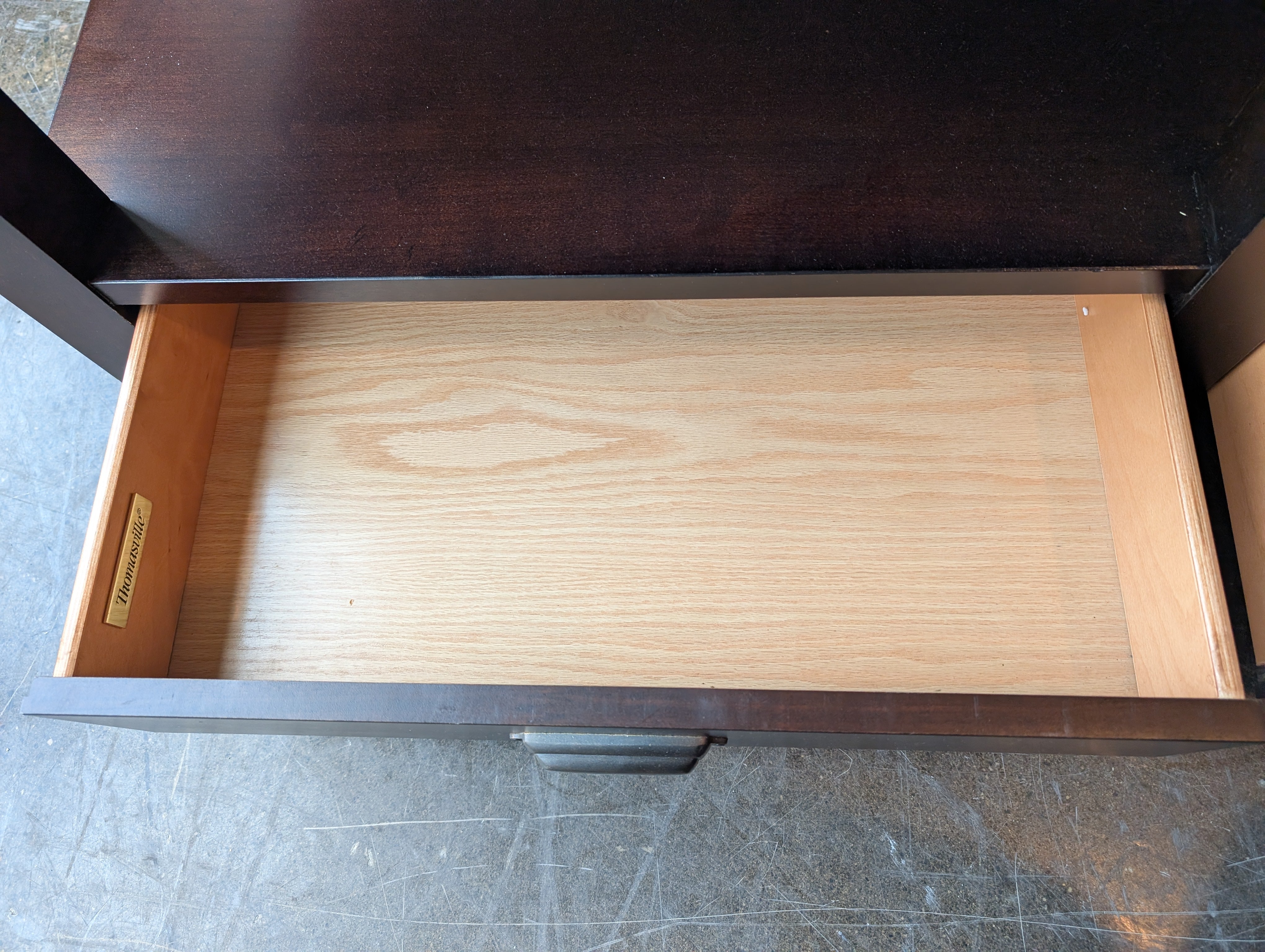 Modern Dark Brown Coffee Table with Storage Drawers and Shelf