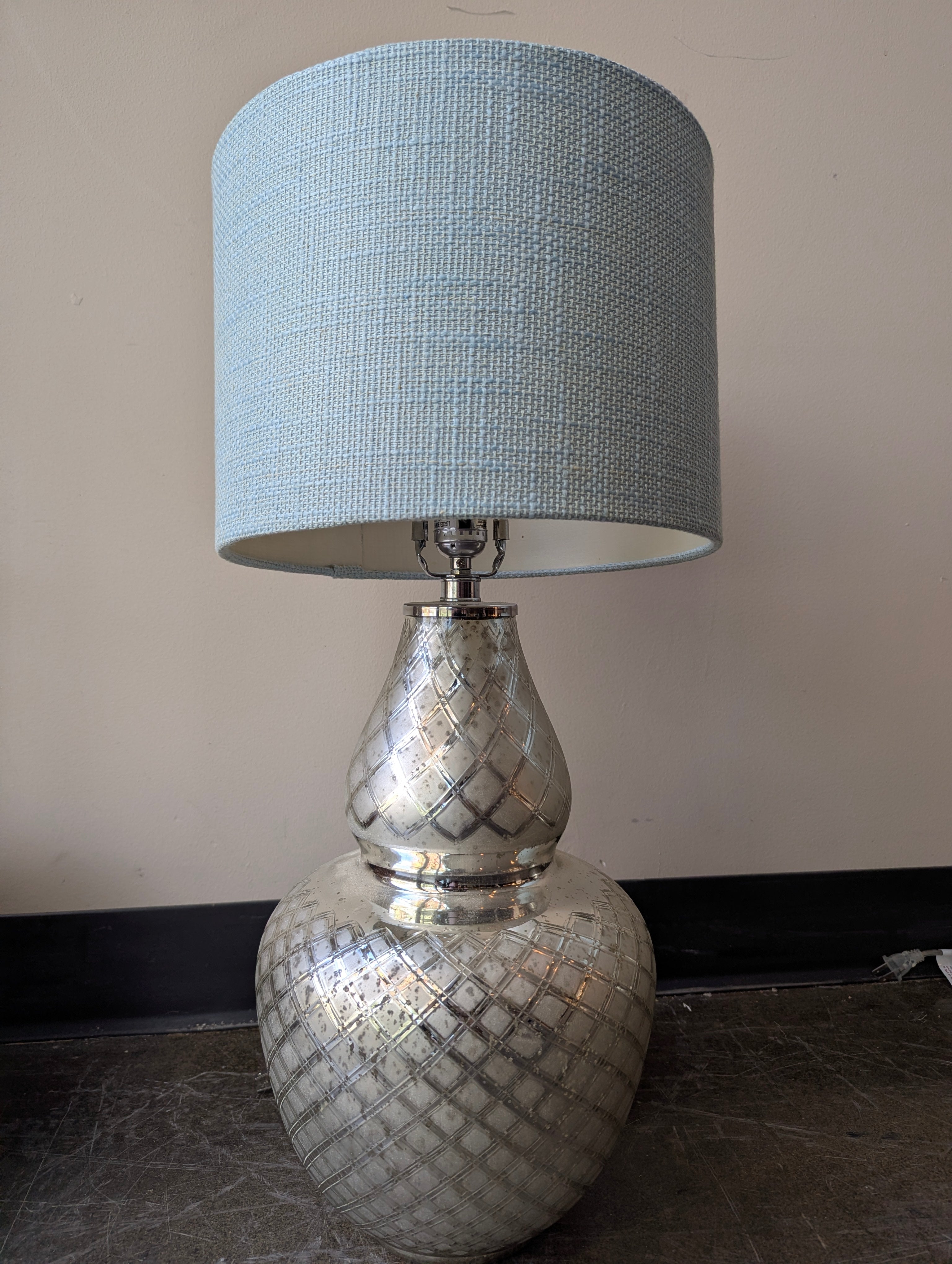 Textured Blue Shade Mercury Glass Table Lamp