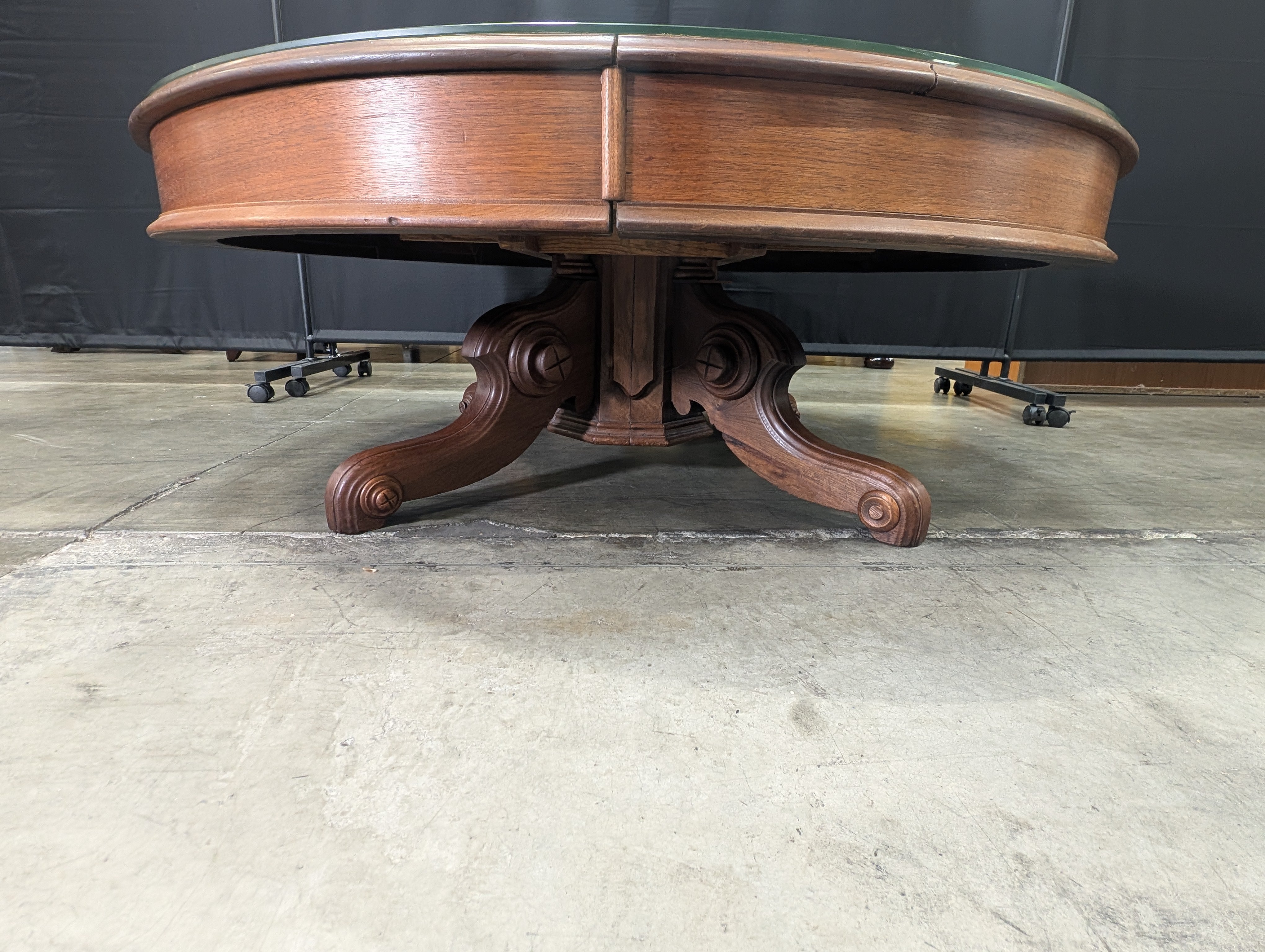 Modern Circular Wood Coffee Table with Protective Glass Surface