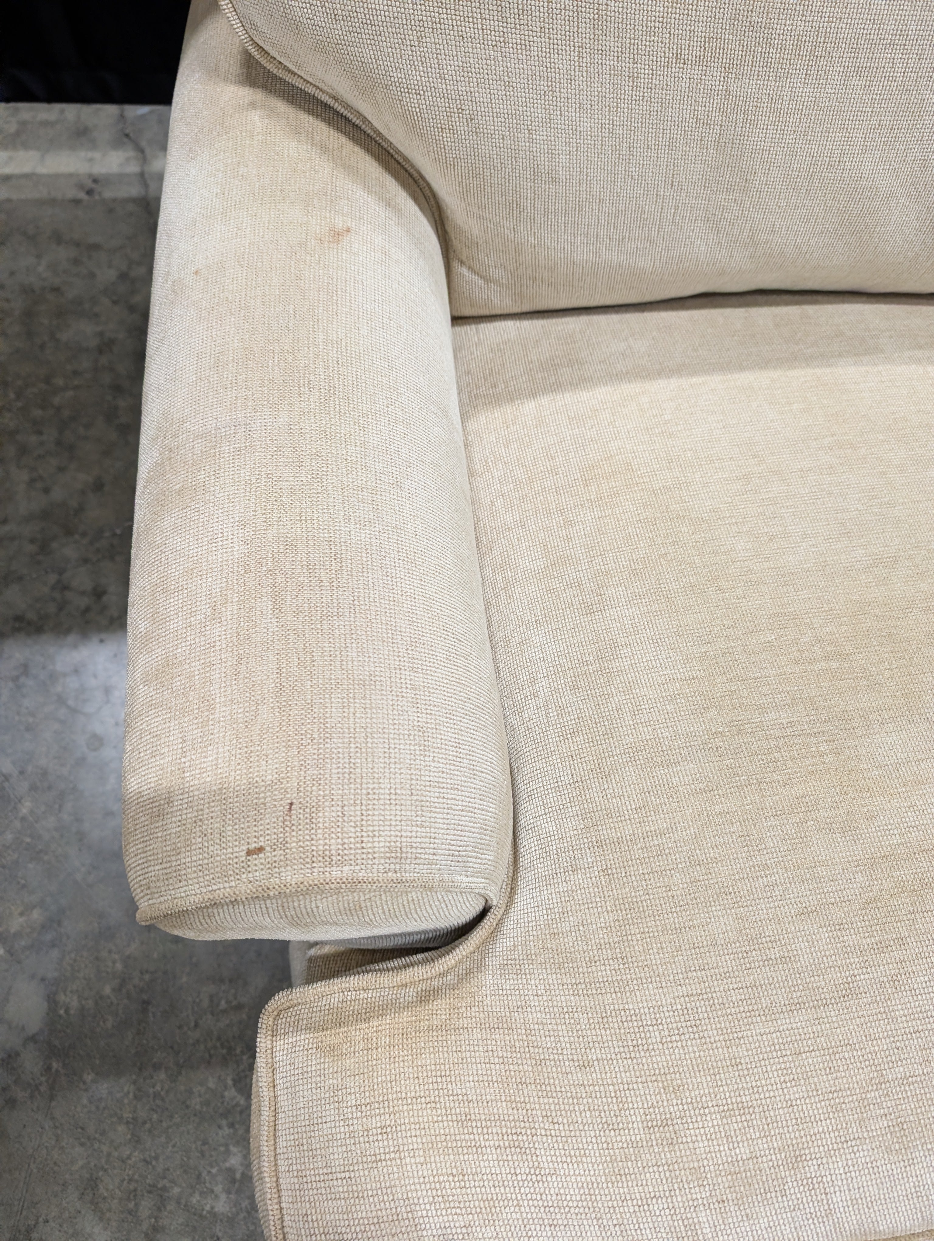 Neutral Beige Upholstered Rolled Arm Accent Chair