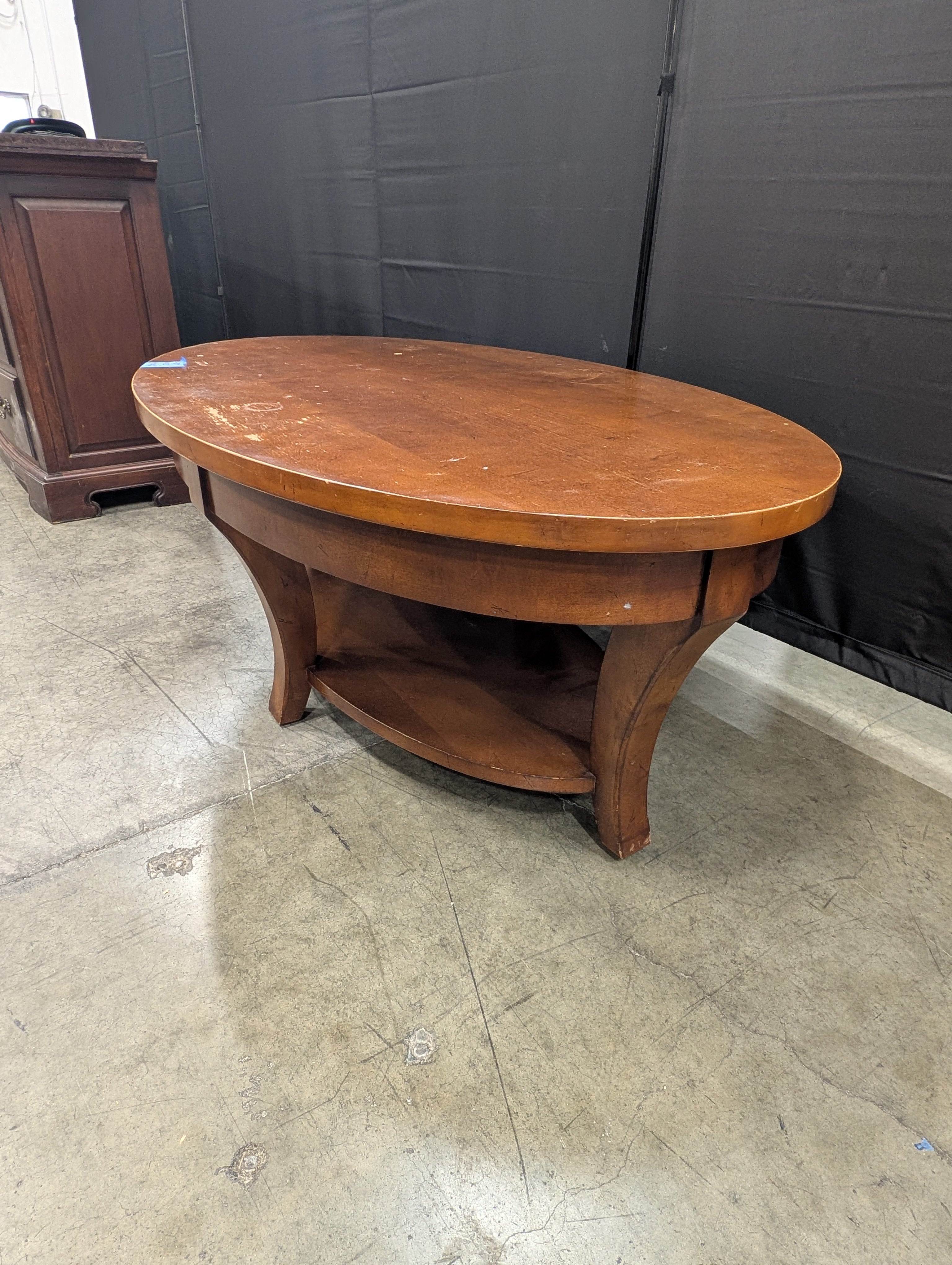 Two-Tier Oval Wood Coffee Table