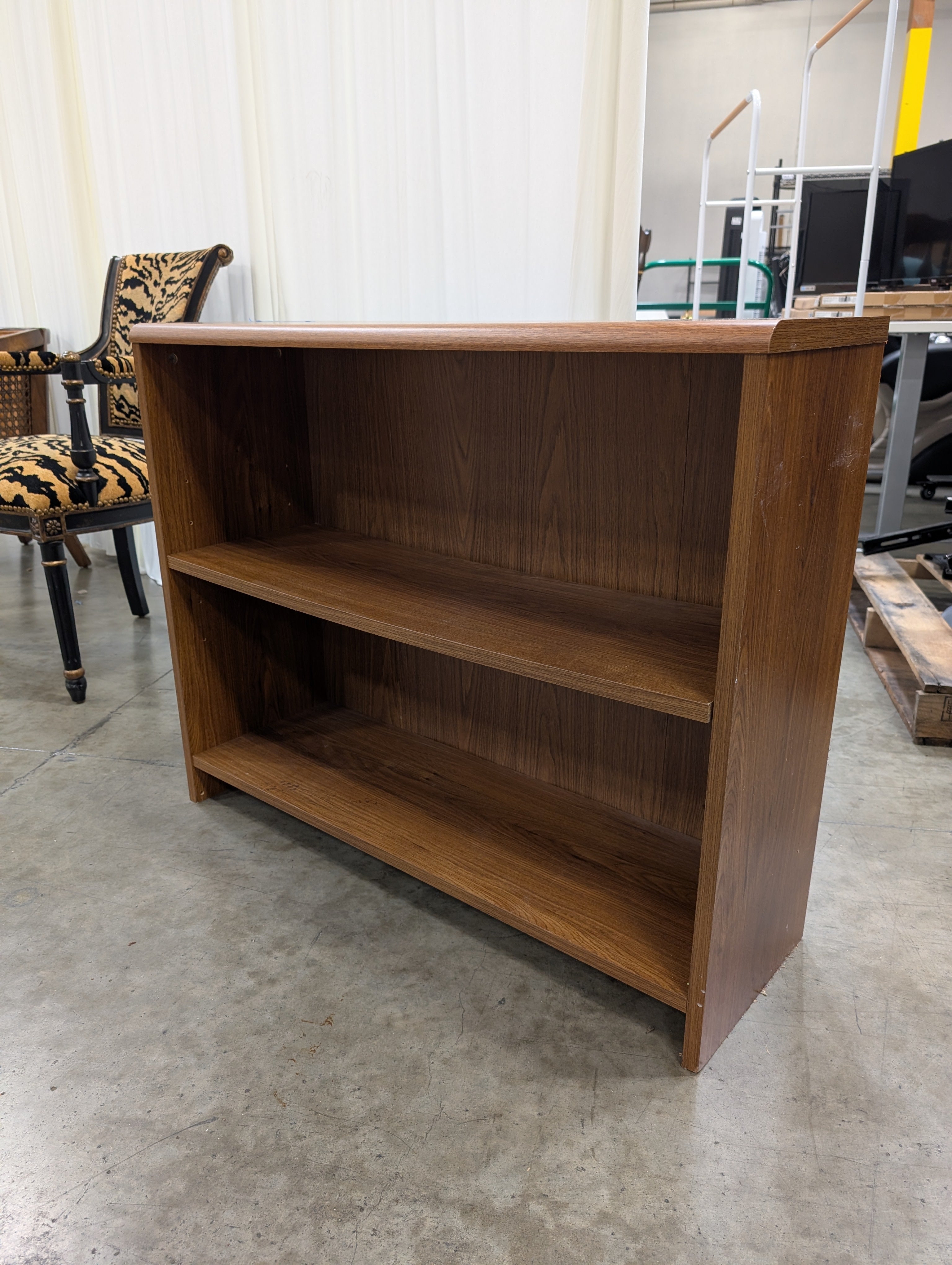 Compact Two-Shelf Wood-Toned Bookcase