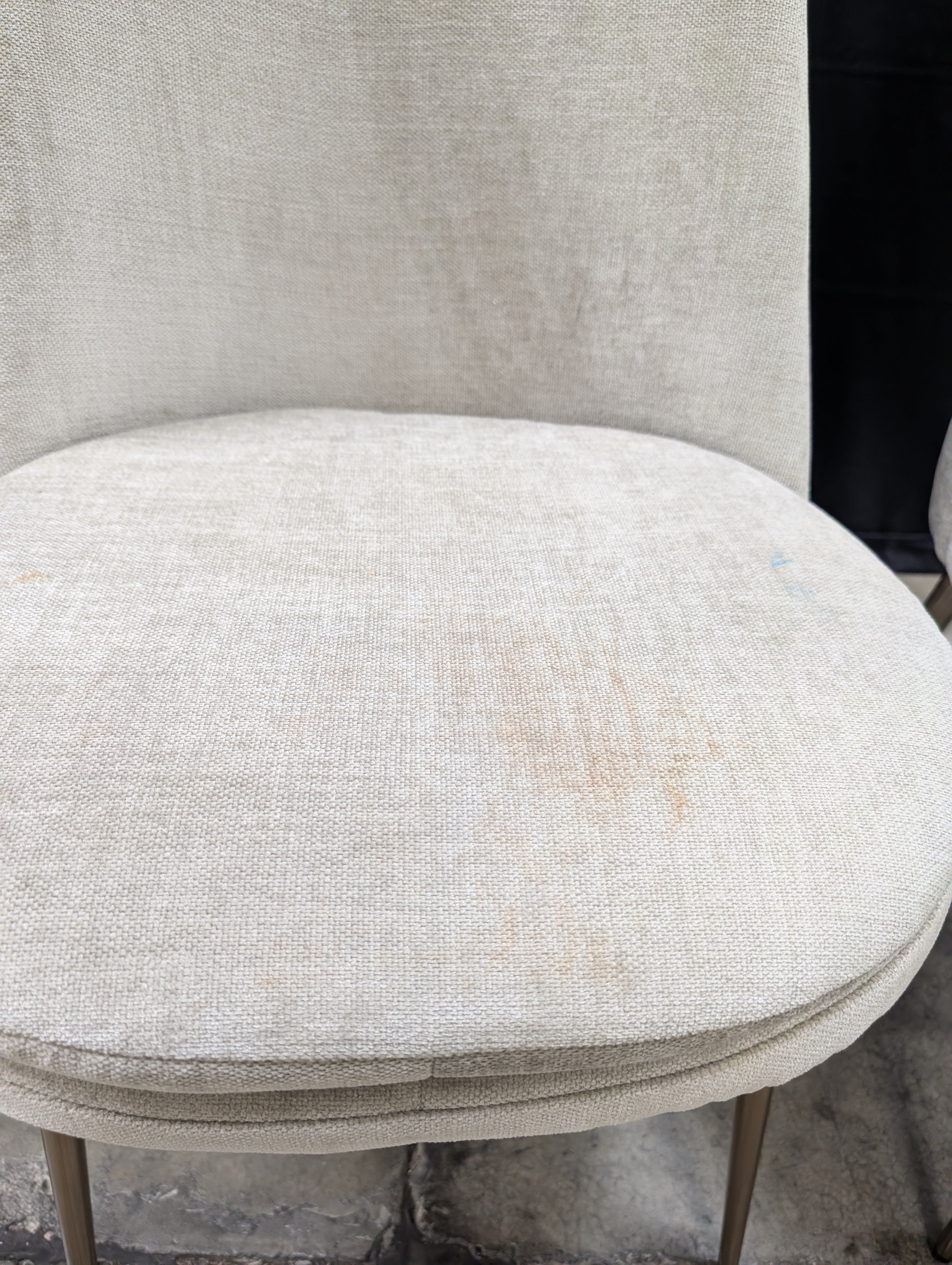 Pair of West Elm High-Back Beige Upholstered Dining Chair in Textured Fabric