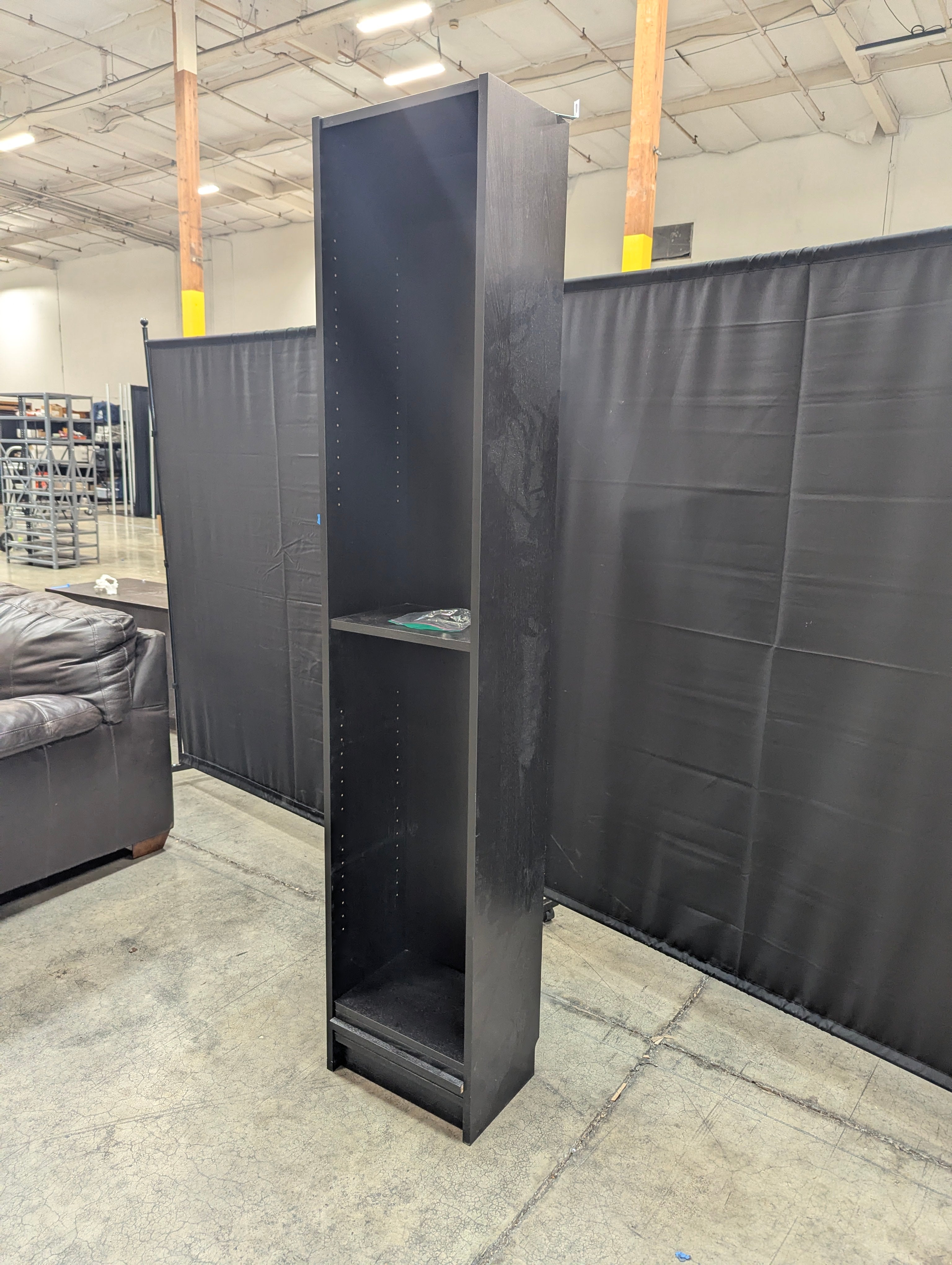 Slim Black Storage Tower with six shelves