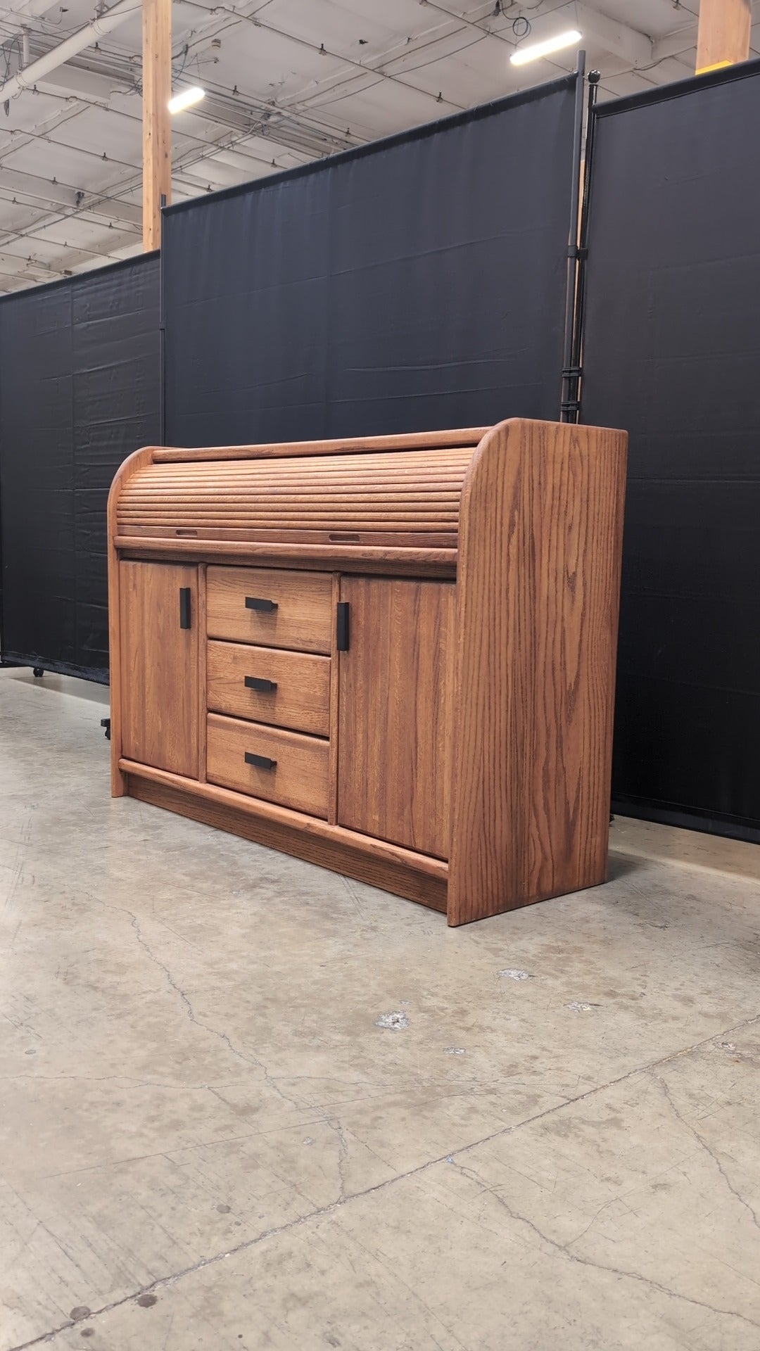 Hardwood Media Console with Storage and Drawers