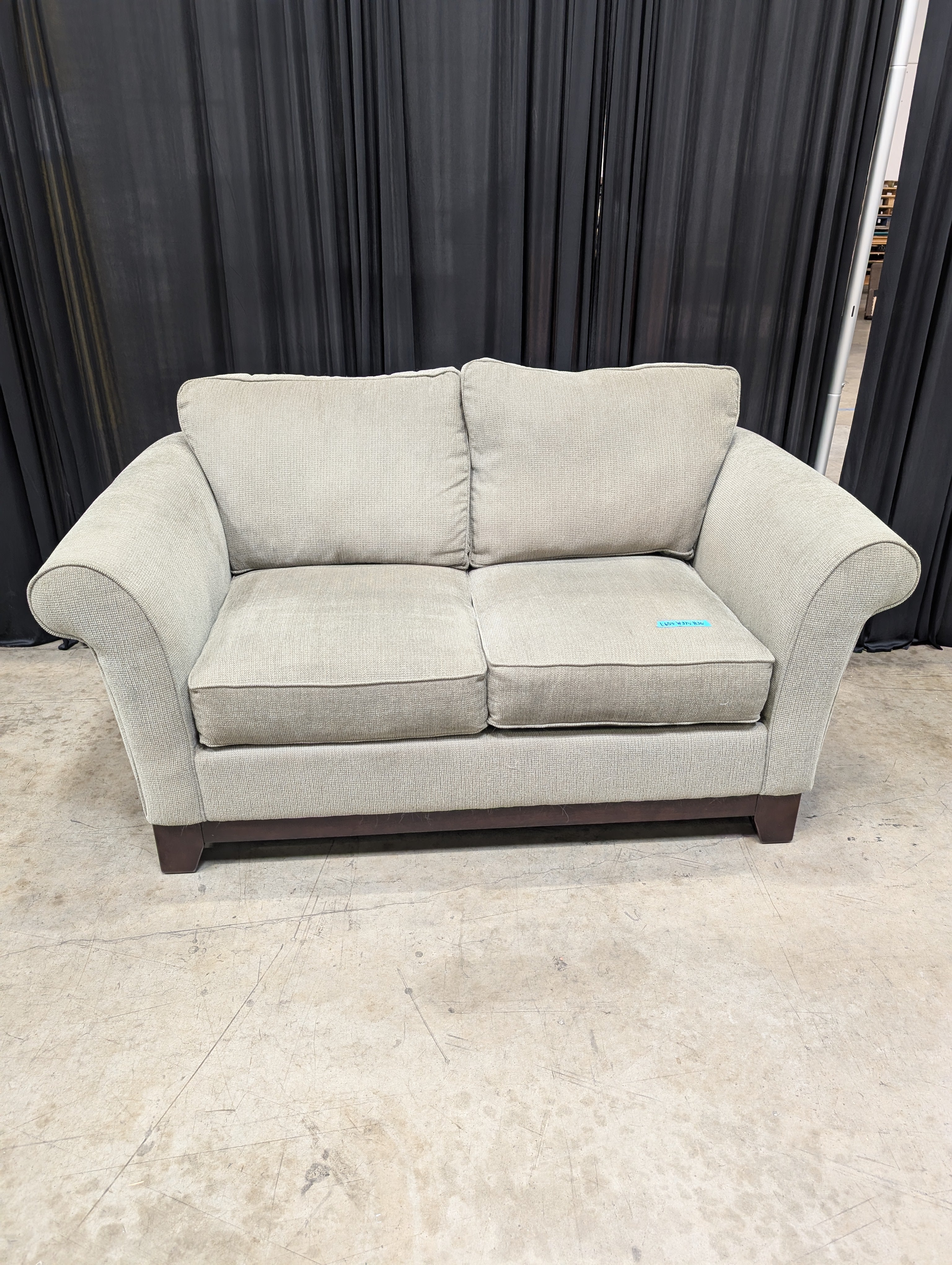 Sage Green Fabric LaZboy Loveseat with Rolled Arms