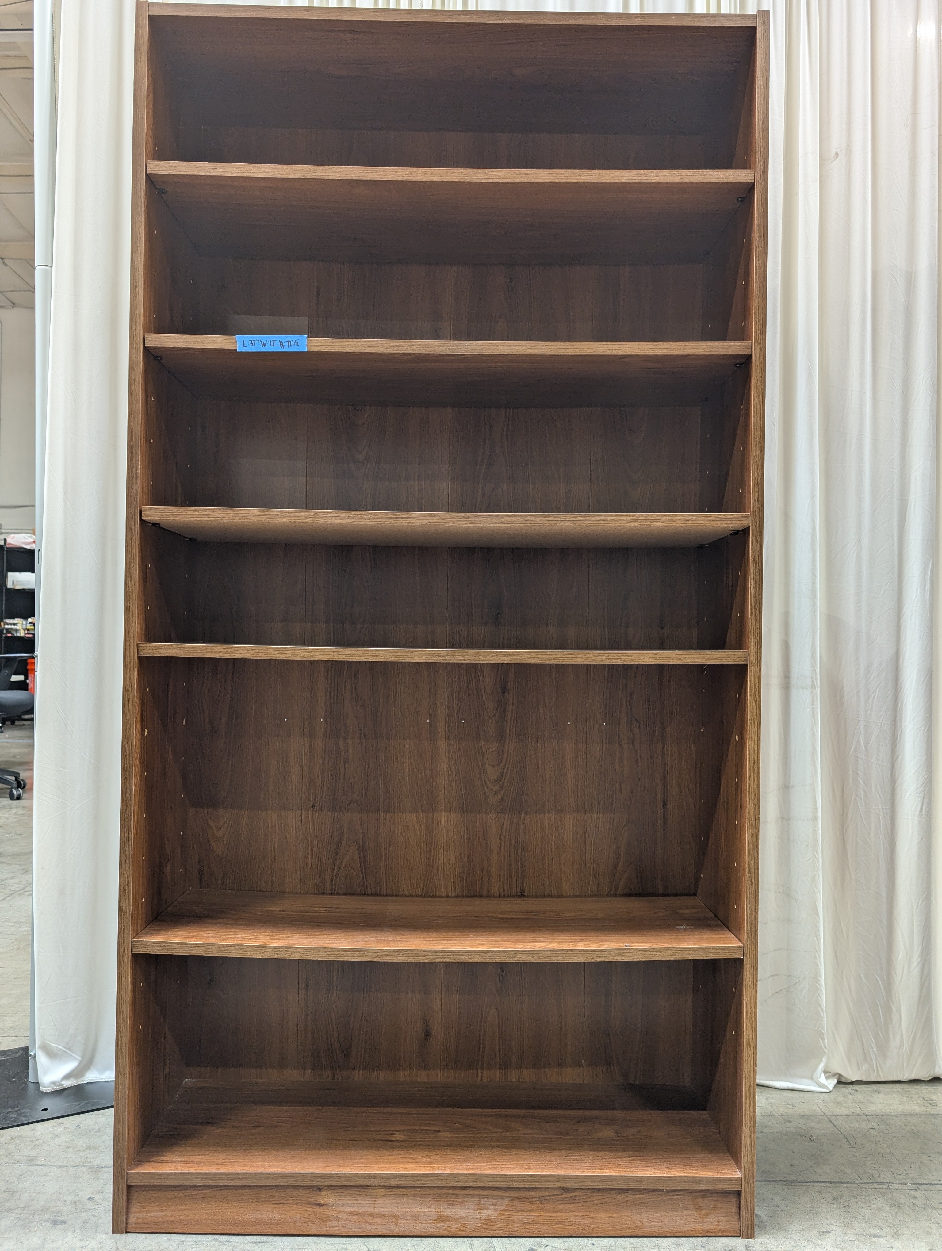 Six-Shelf Laminate Bookcase in Brown Wood