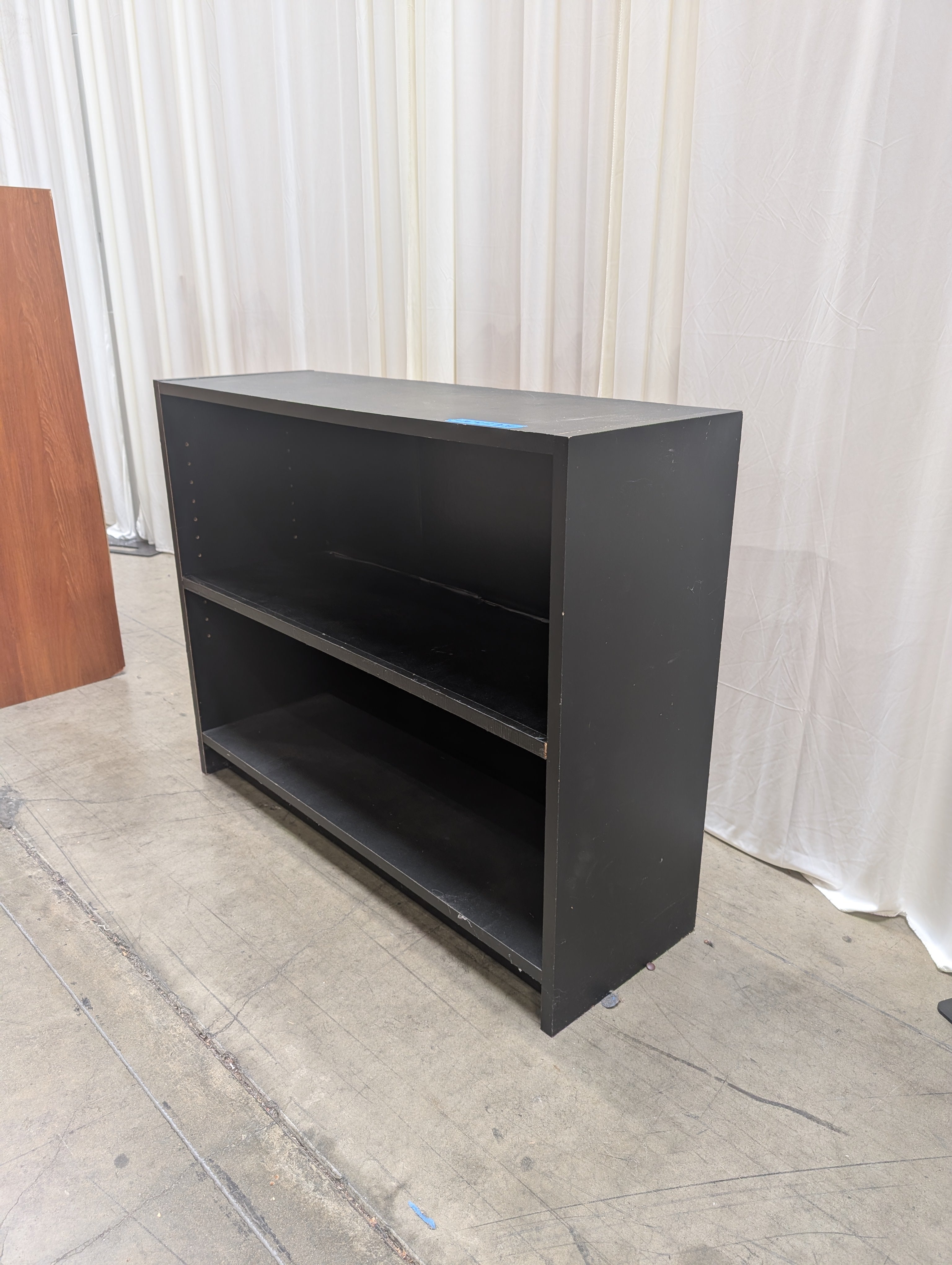 Low Black Wood Bookcase with Adjustable Shelf