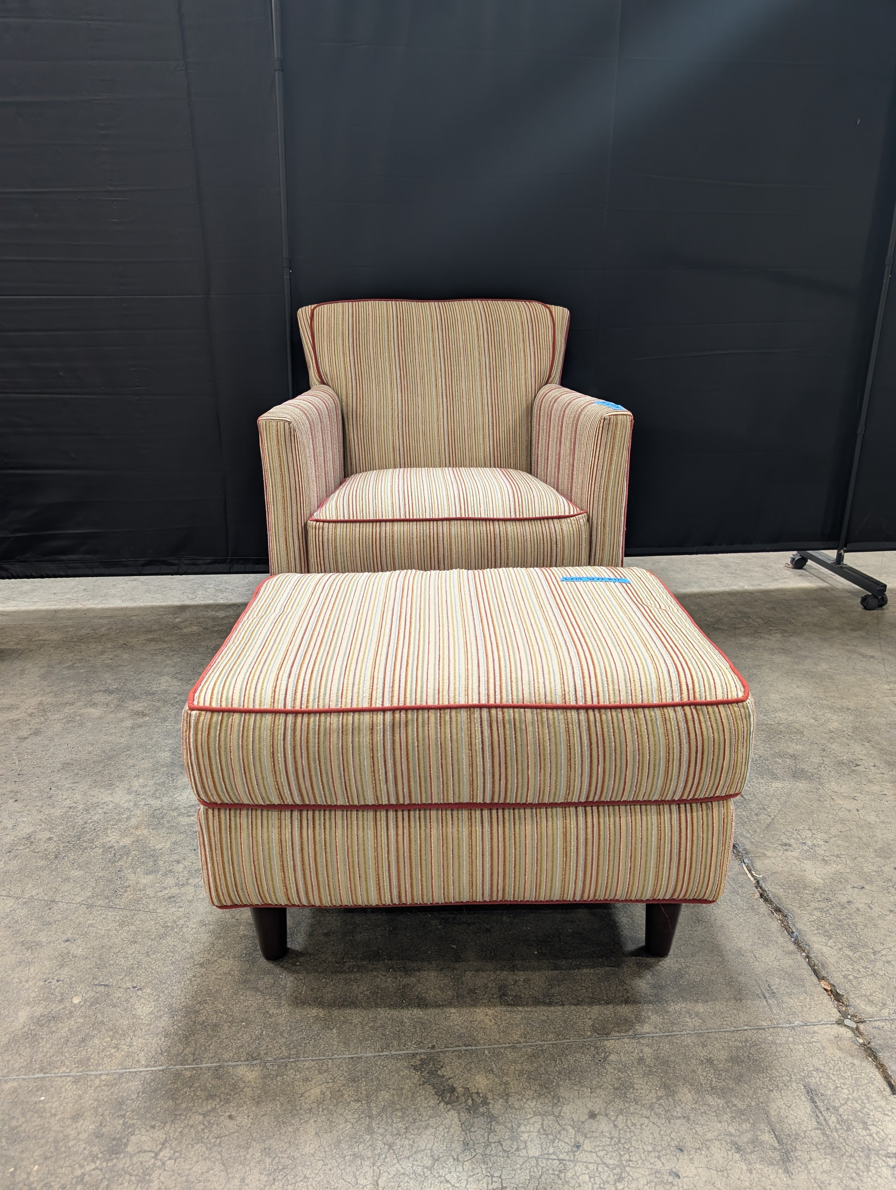 Striped Bassett Furniture Armchair with Ottoman