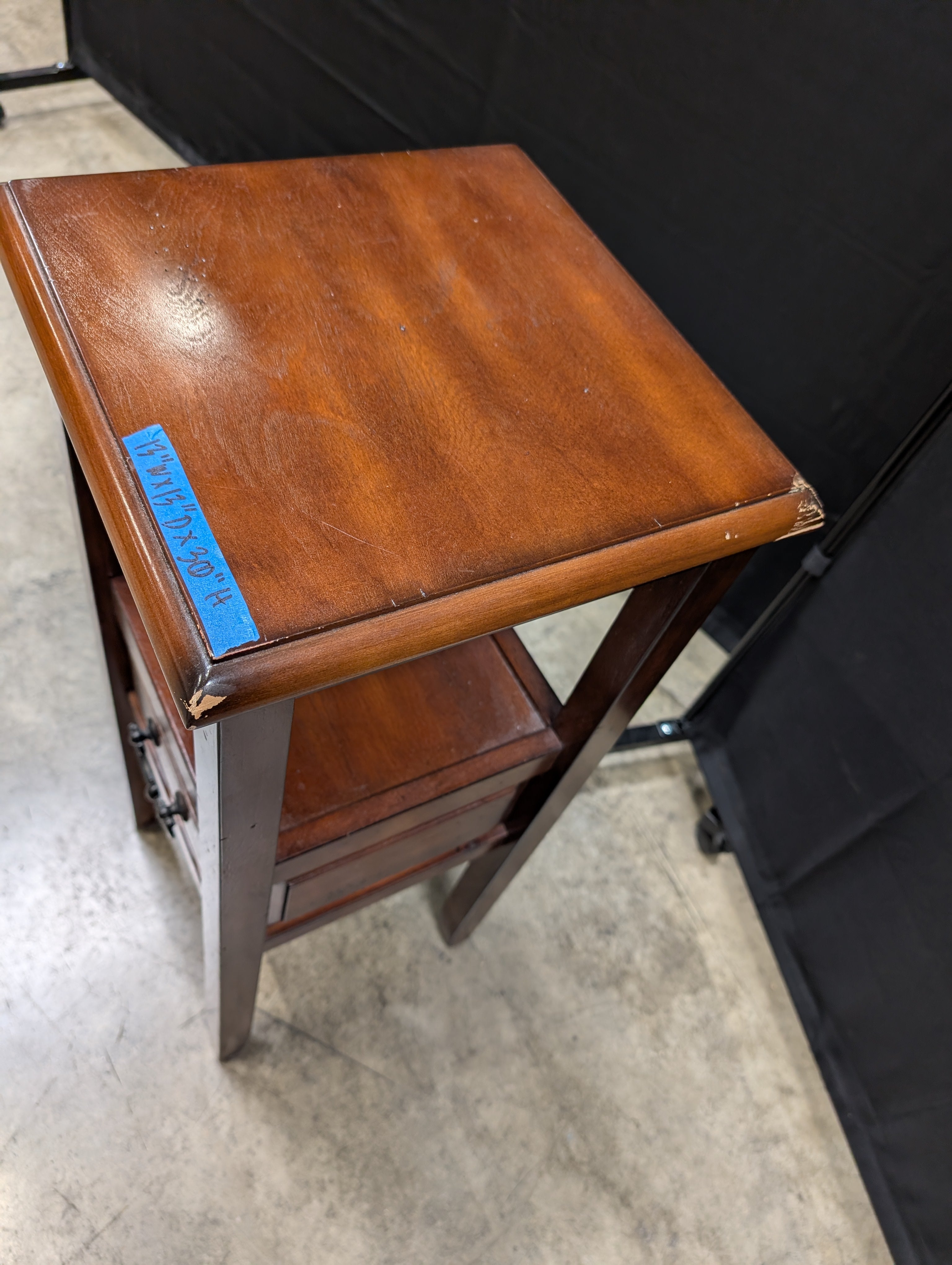 Compact Hardwood Side Table with Drawer and Shelf