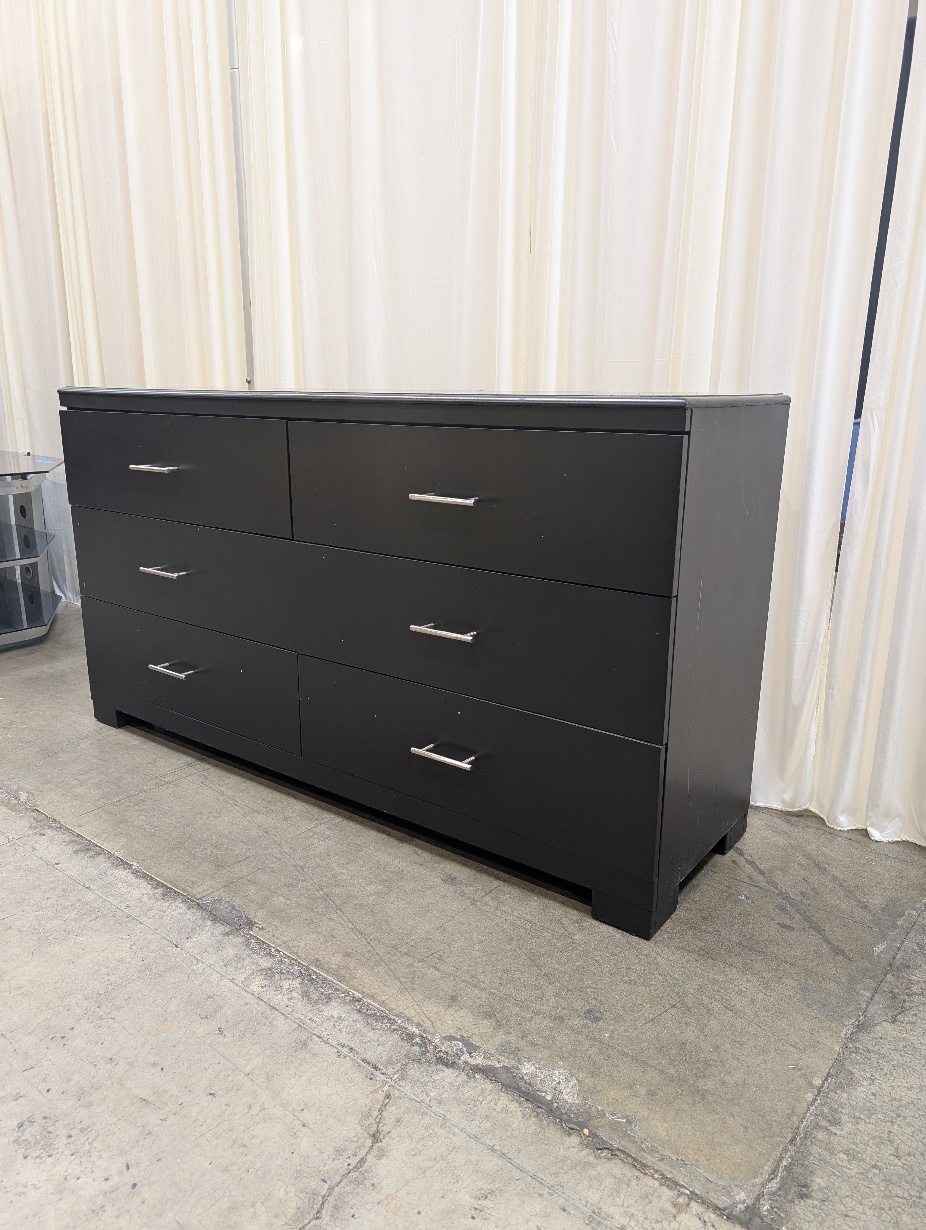 Matte Black Six-Drawer Dresser