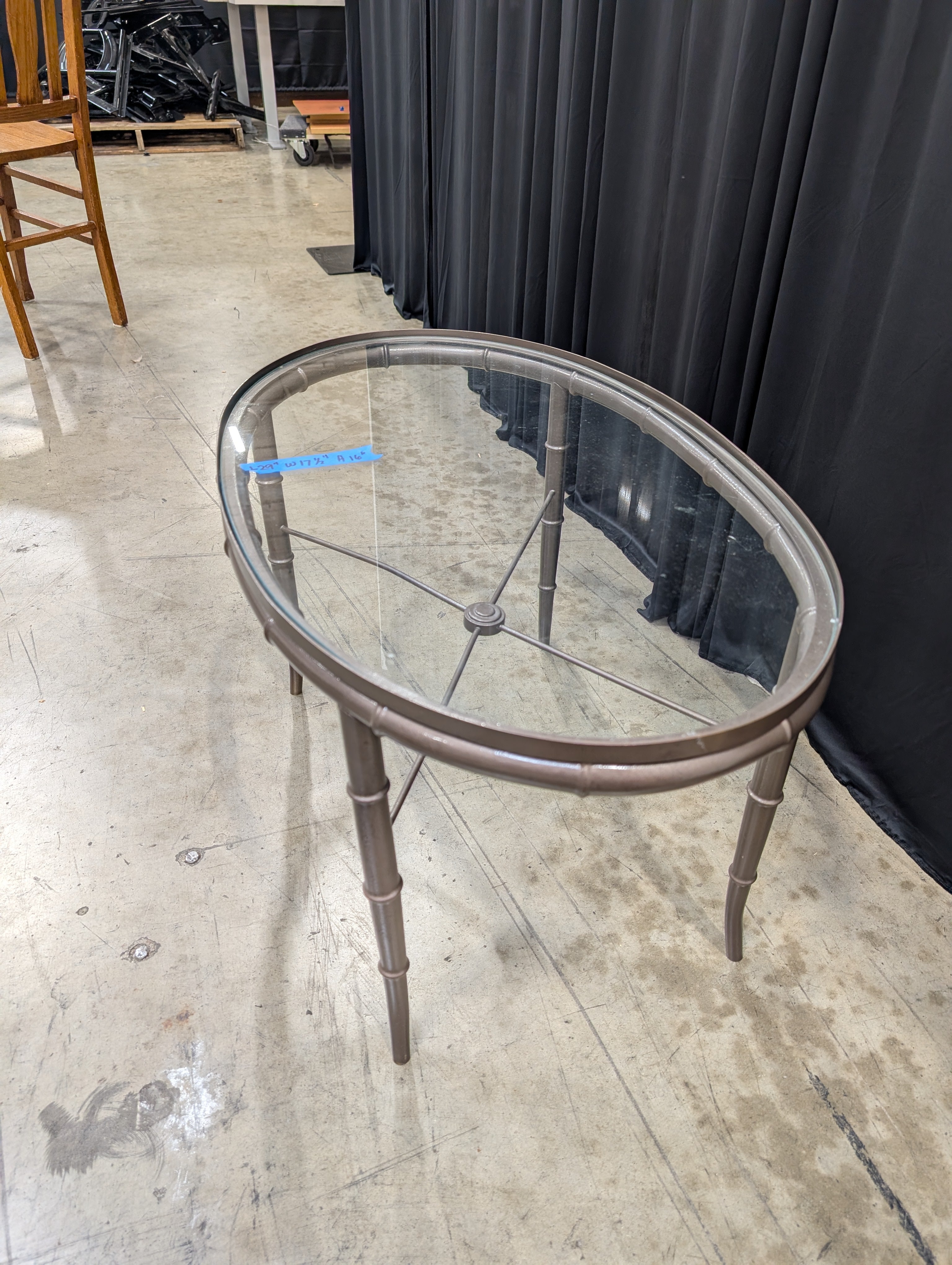 Dark Bronze Bamboo Style Oval End Table