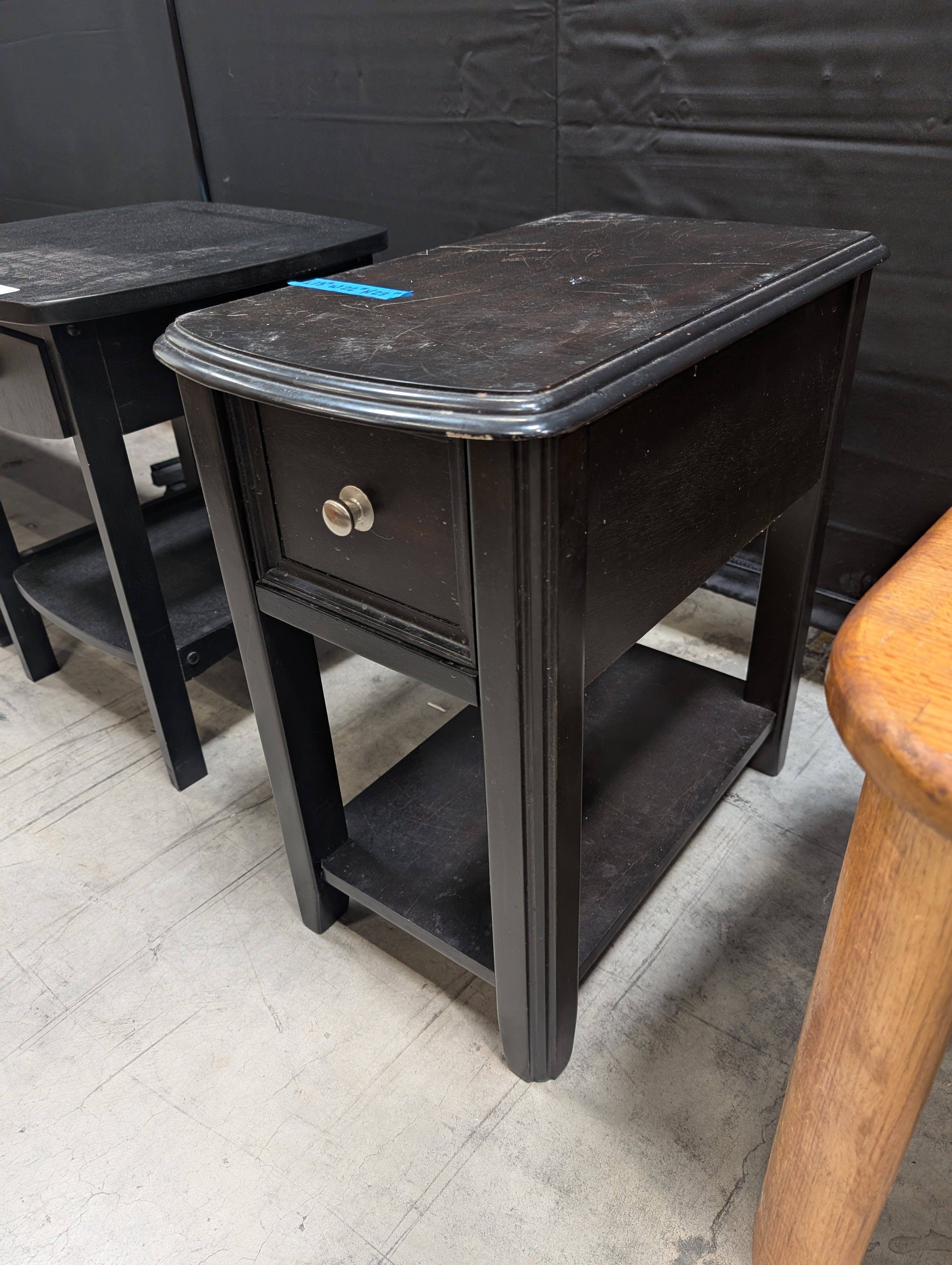 Compact Dark Brown Wood Nightstand with Drawer
