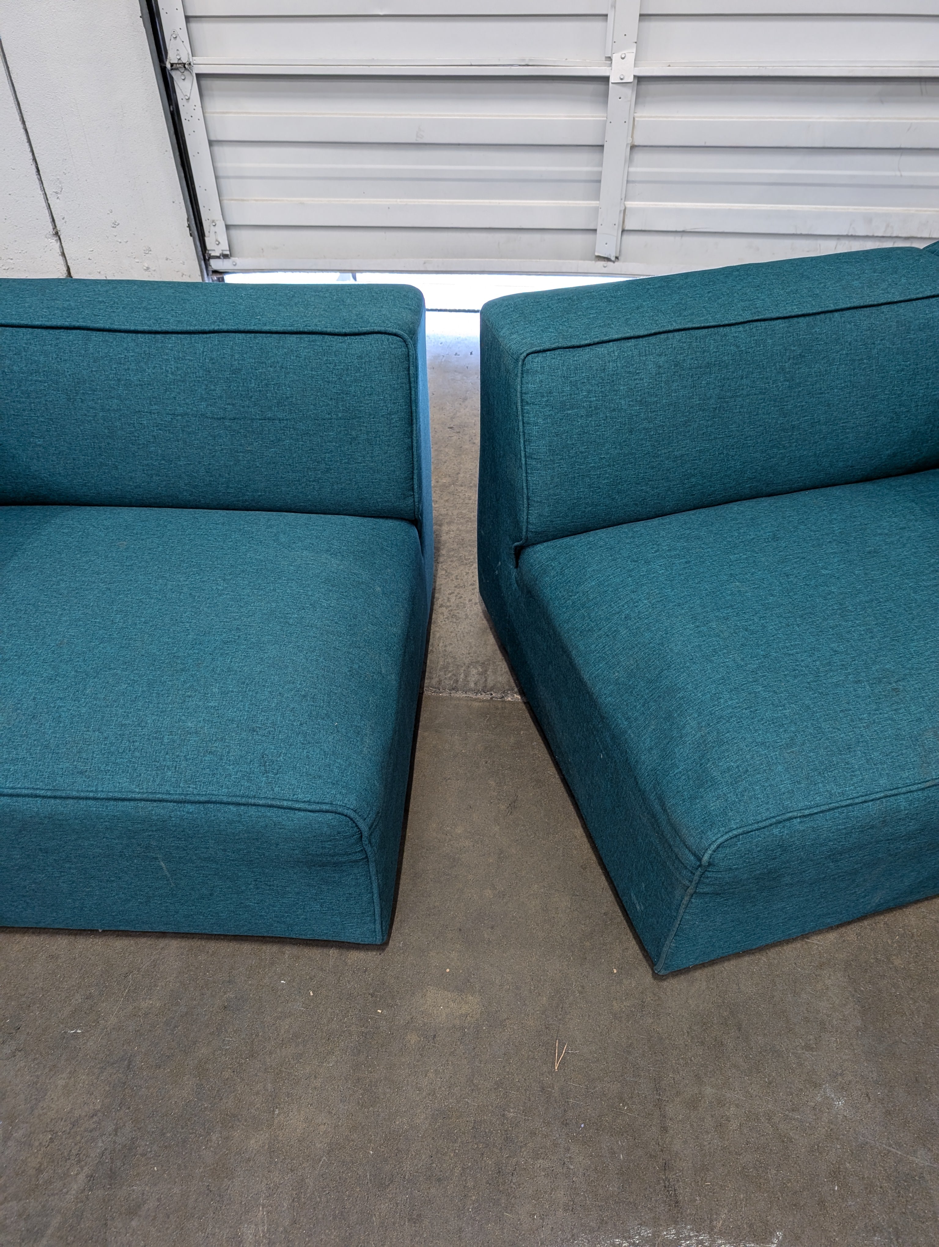 Vibrant Teal Fabric Two-Seater Sofa Section