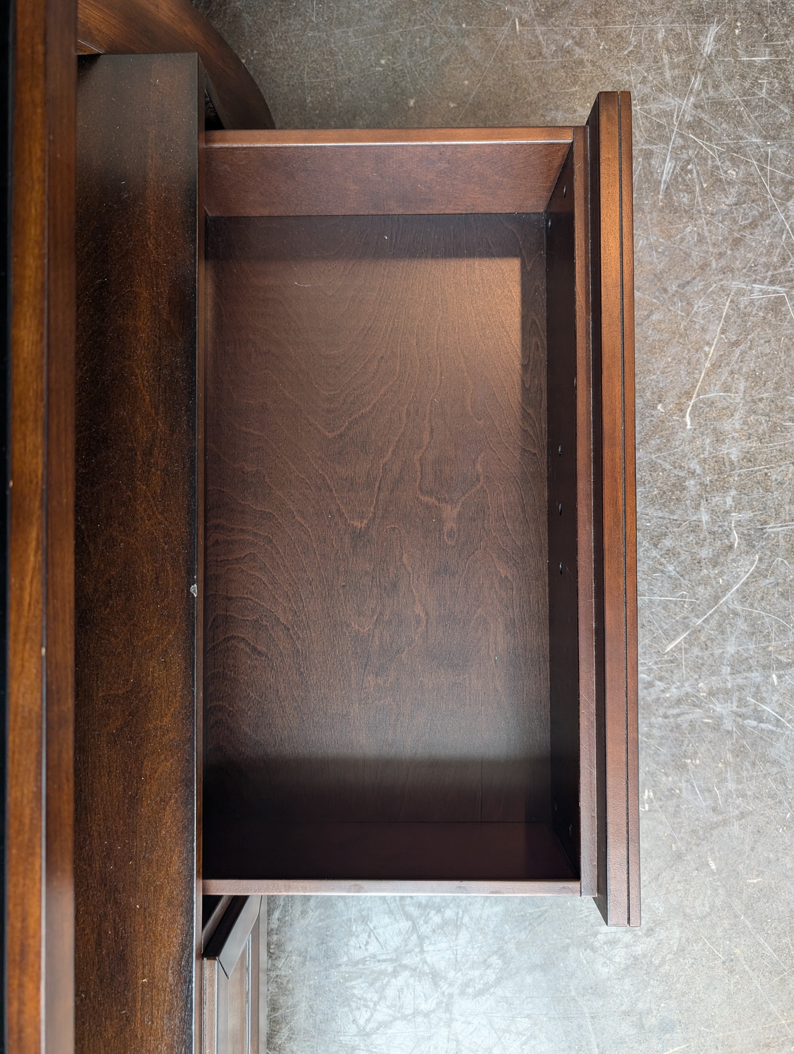 Dark Wood Media Console with Integrated TV Mount and Storage Drawers