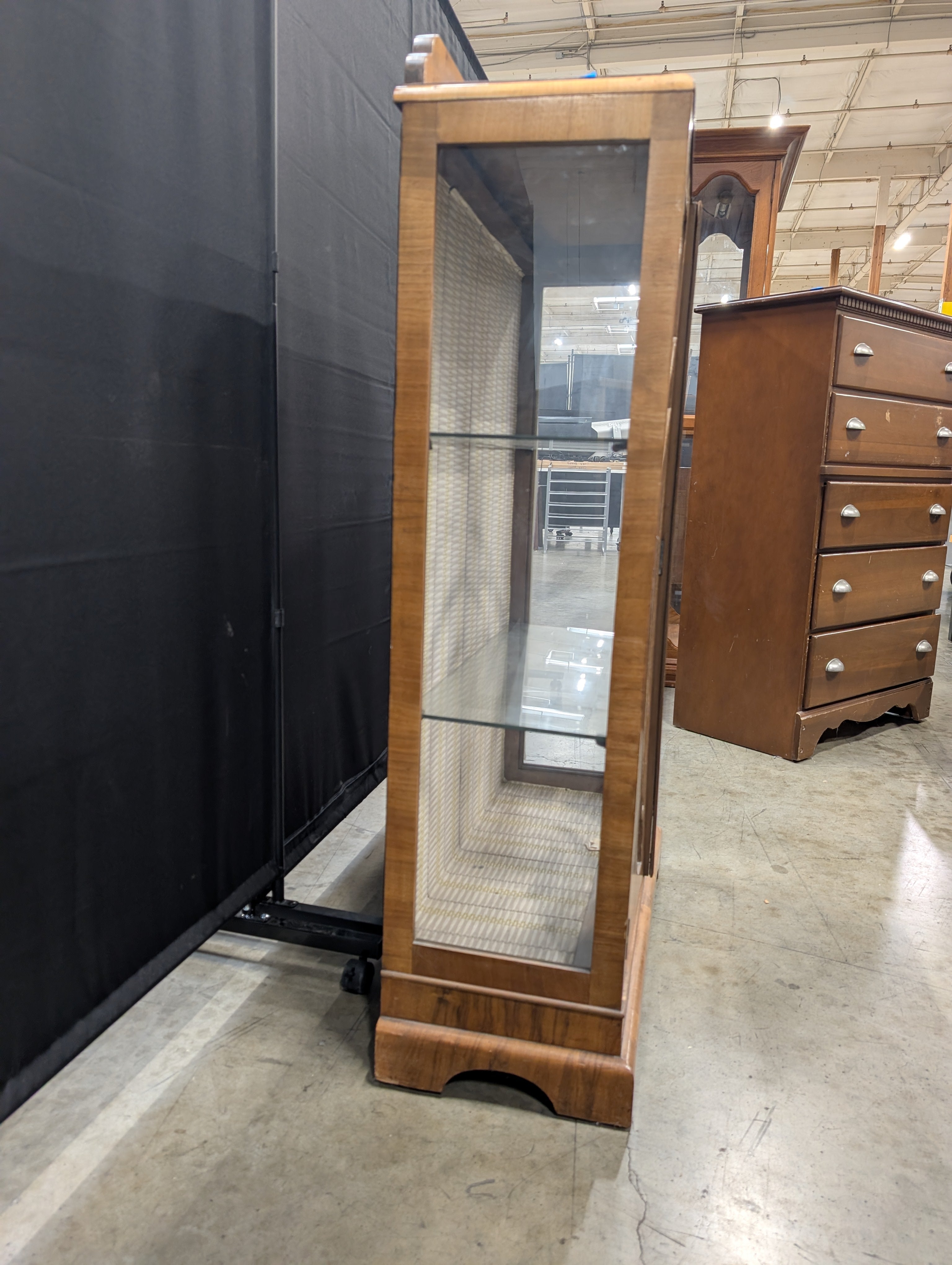 Vintage Art Deco Style Wood and Glass Display Cabinet