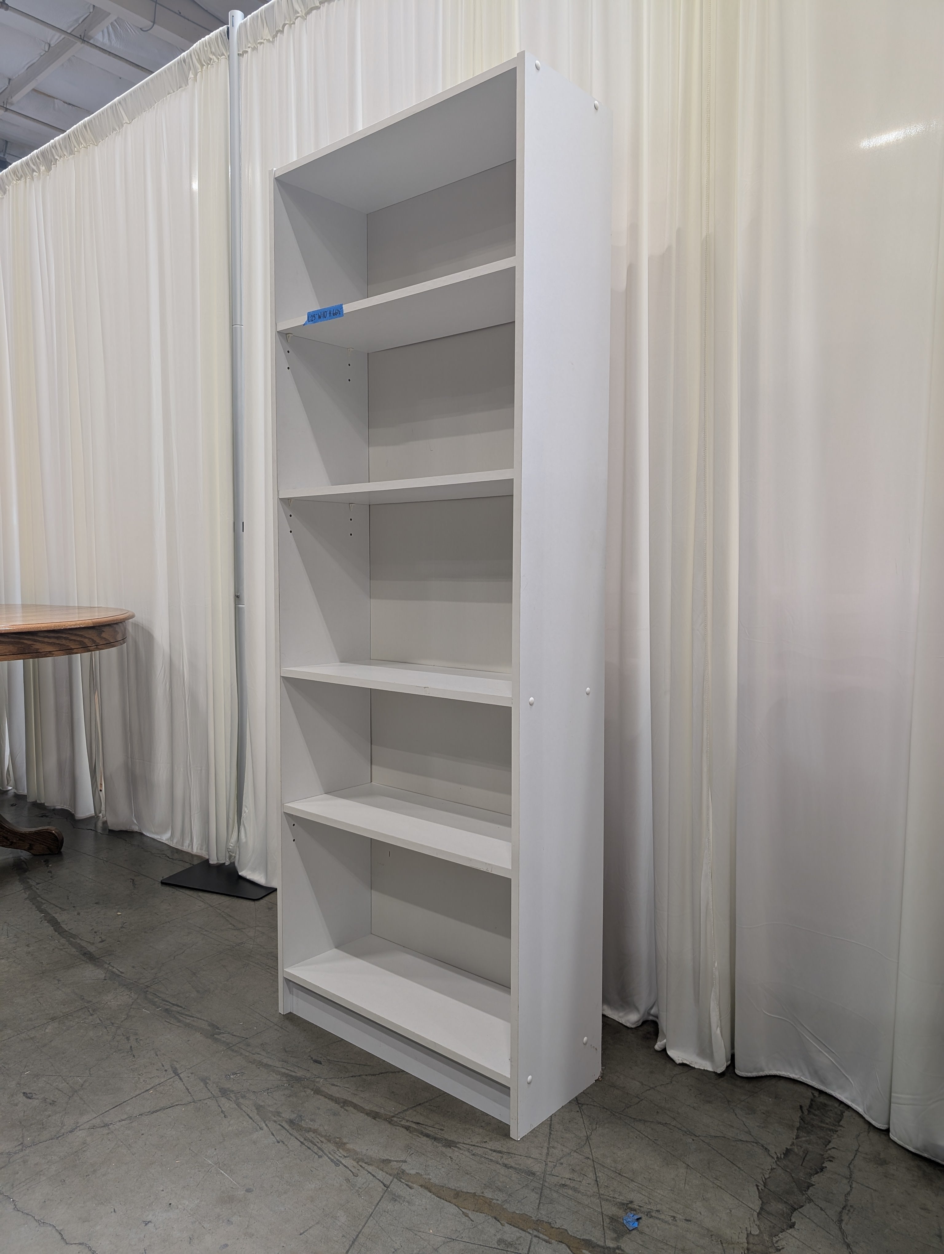 Five-Shelf Wooden Bookcase in White Laminate