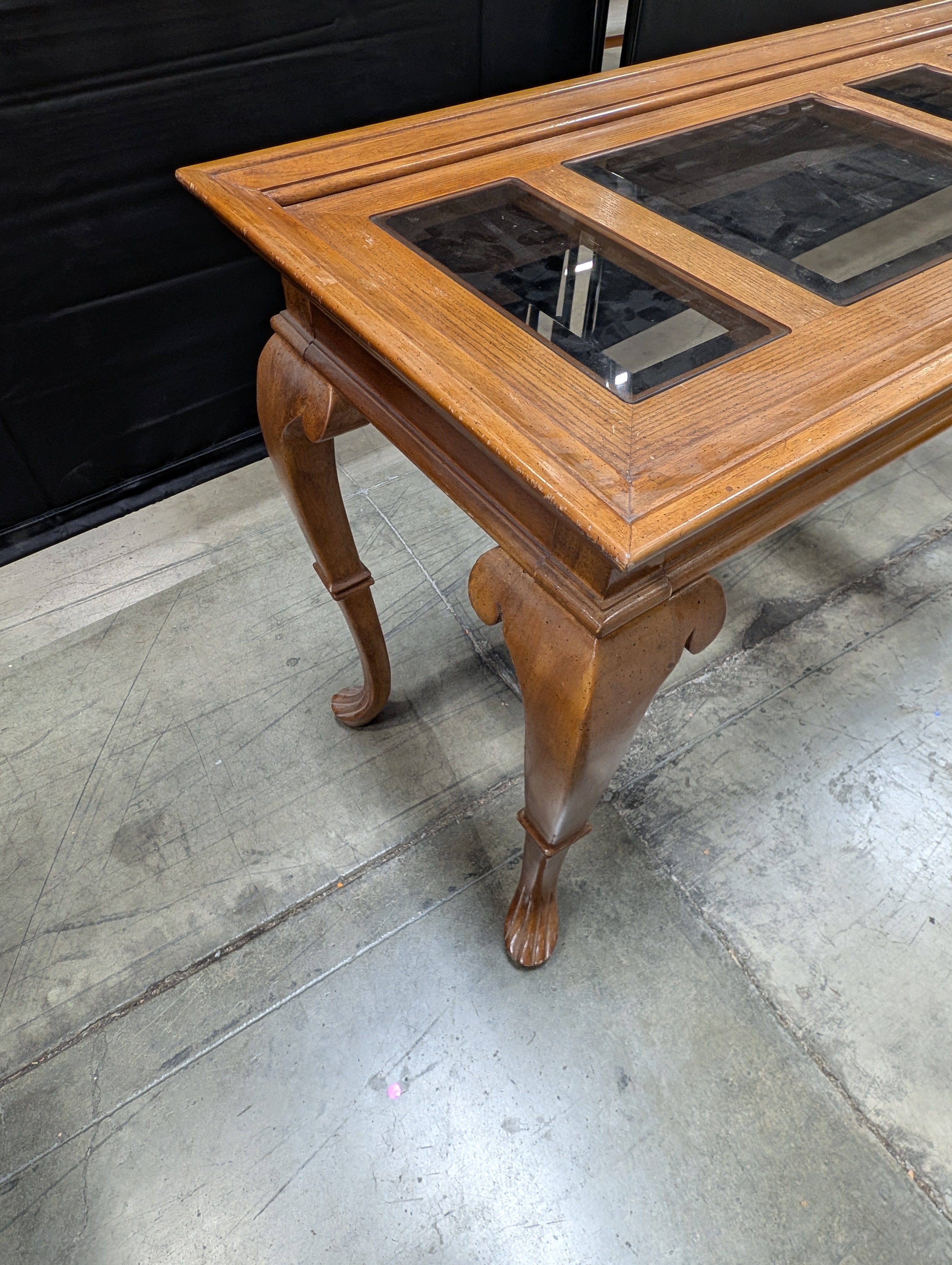 Hardwood Entryway Table with Inset Glass Top