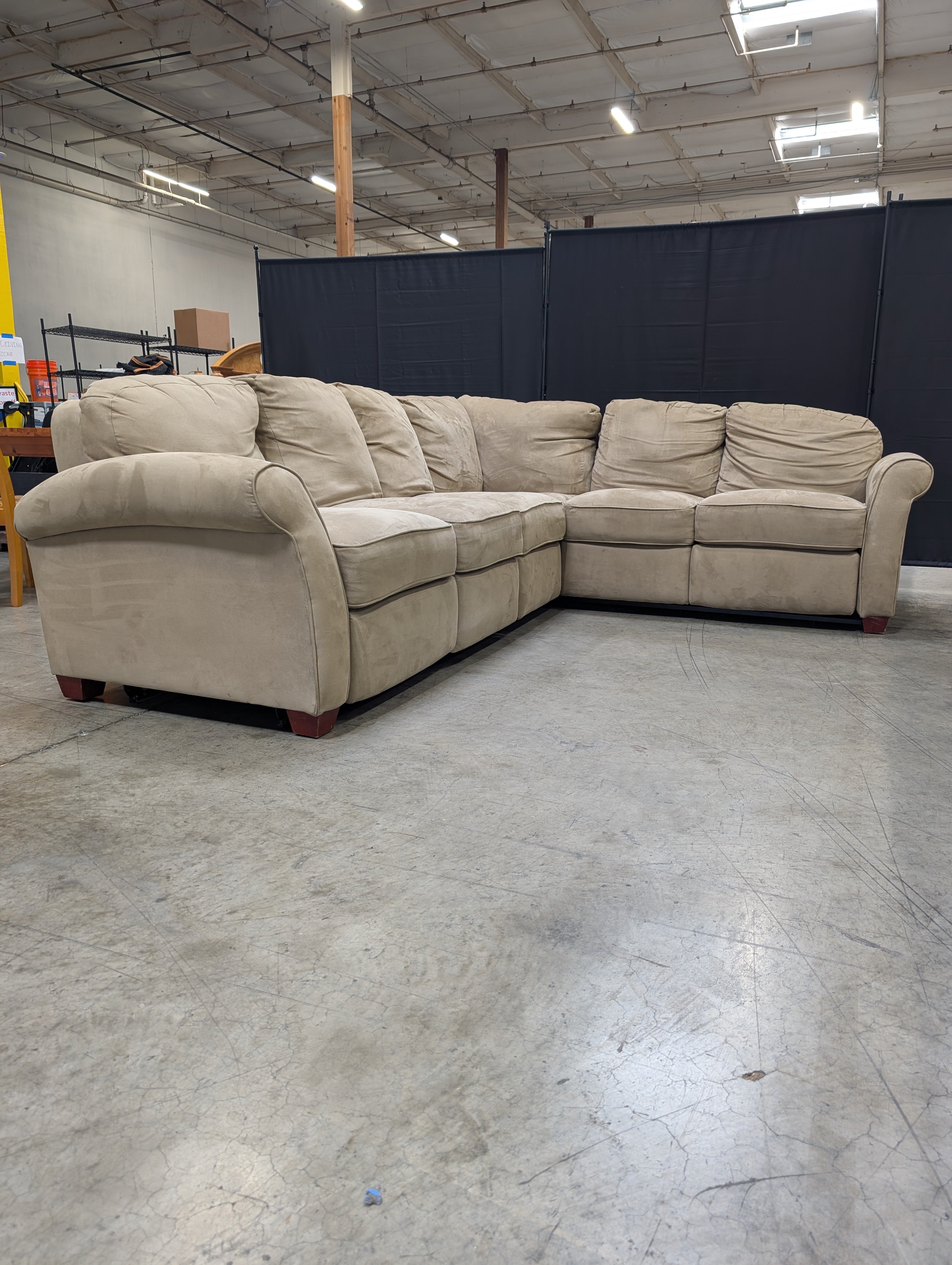Spacious Tan L-Shaped Sectional Sofa