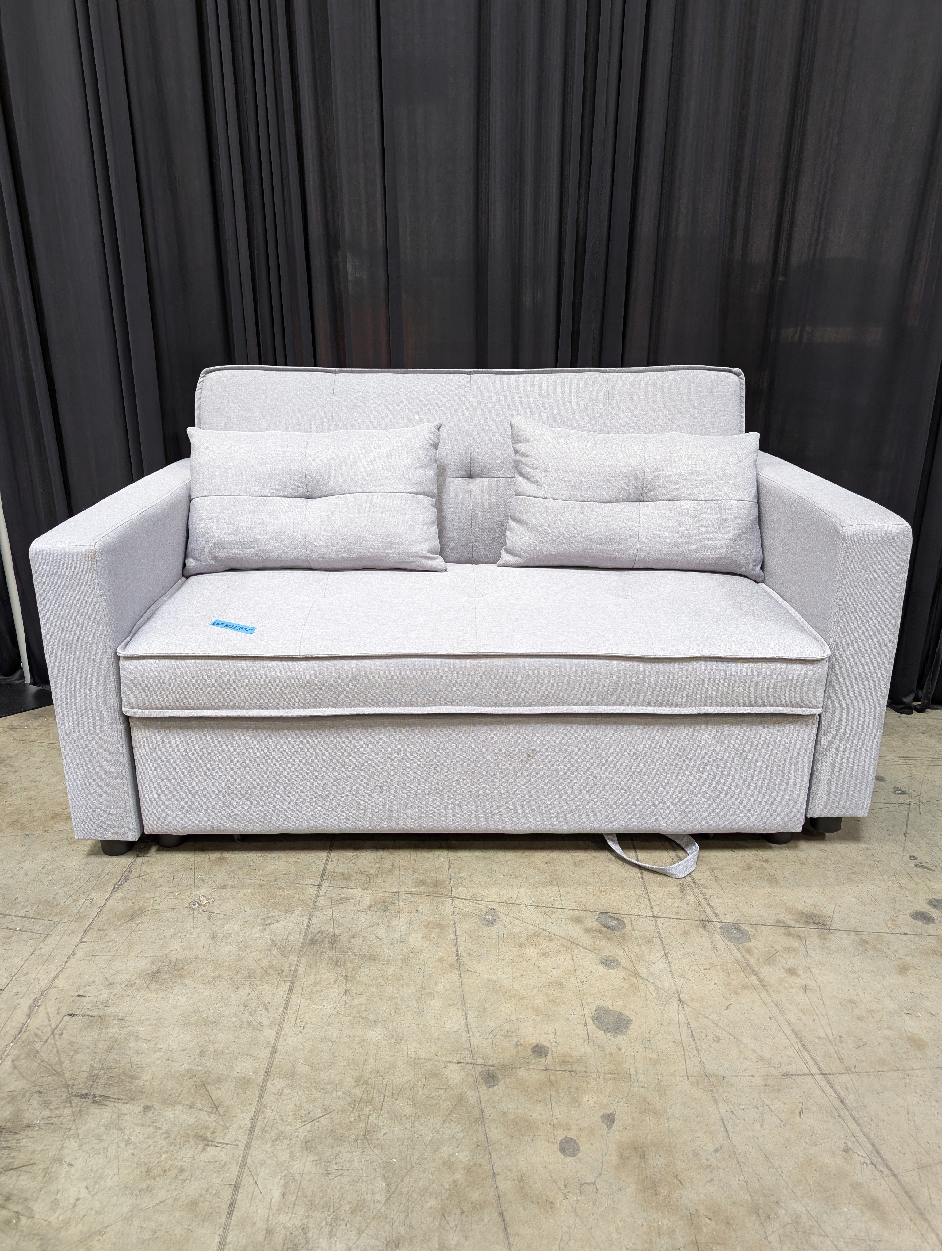 Light Grey Upholstered Loveseat with Pull Out Bed