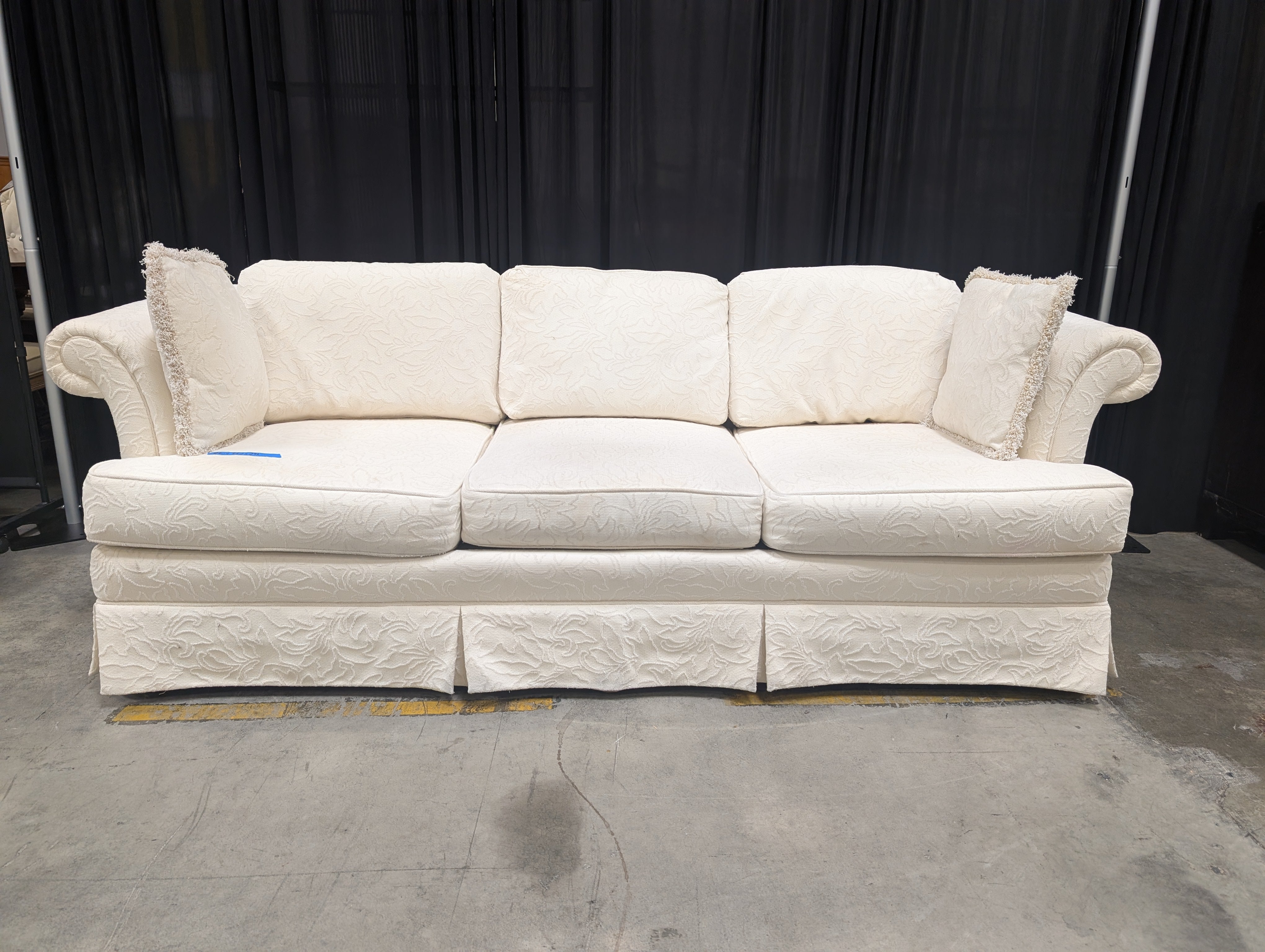 Off-White Traditional Three-Cushion Couch