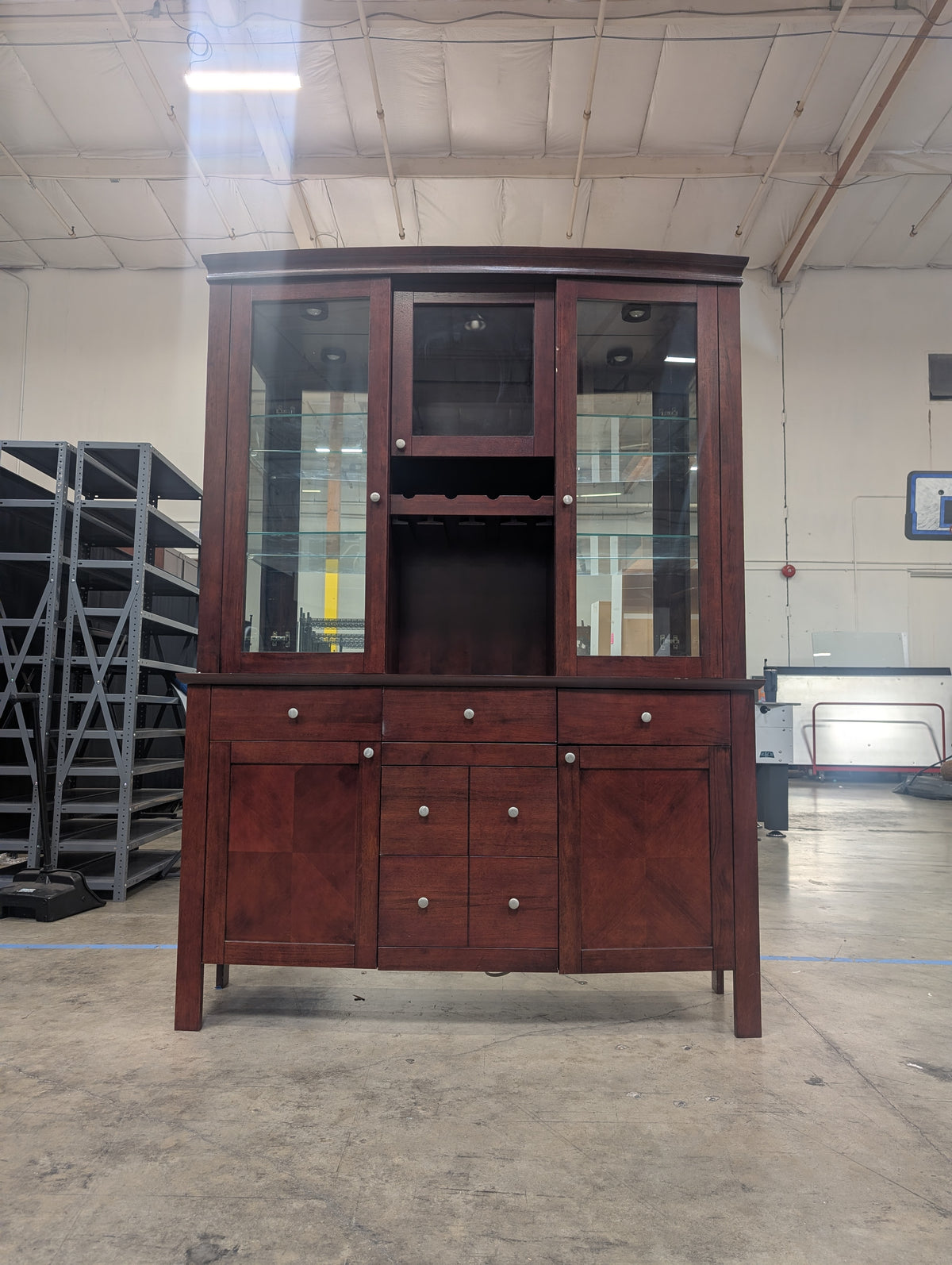 Rich Dark Stained Hamilton & Spill Hardwood Glass Door Media Cabinet Section
