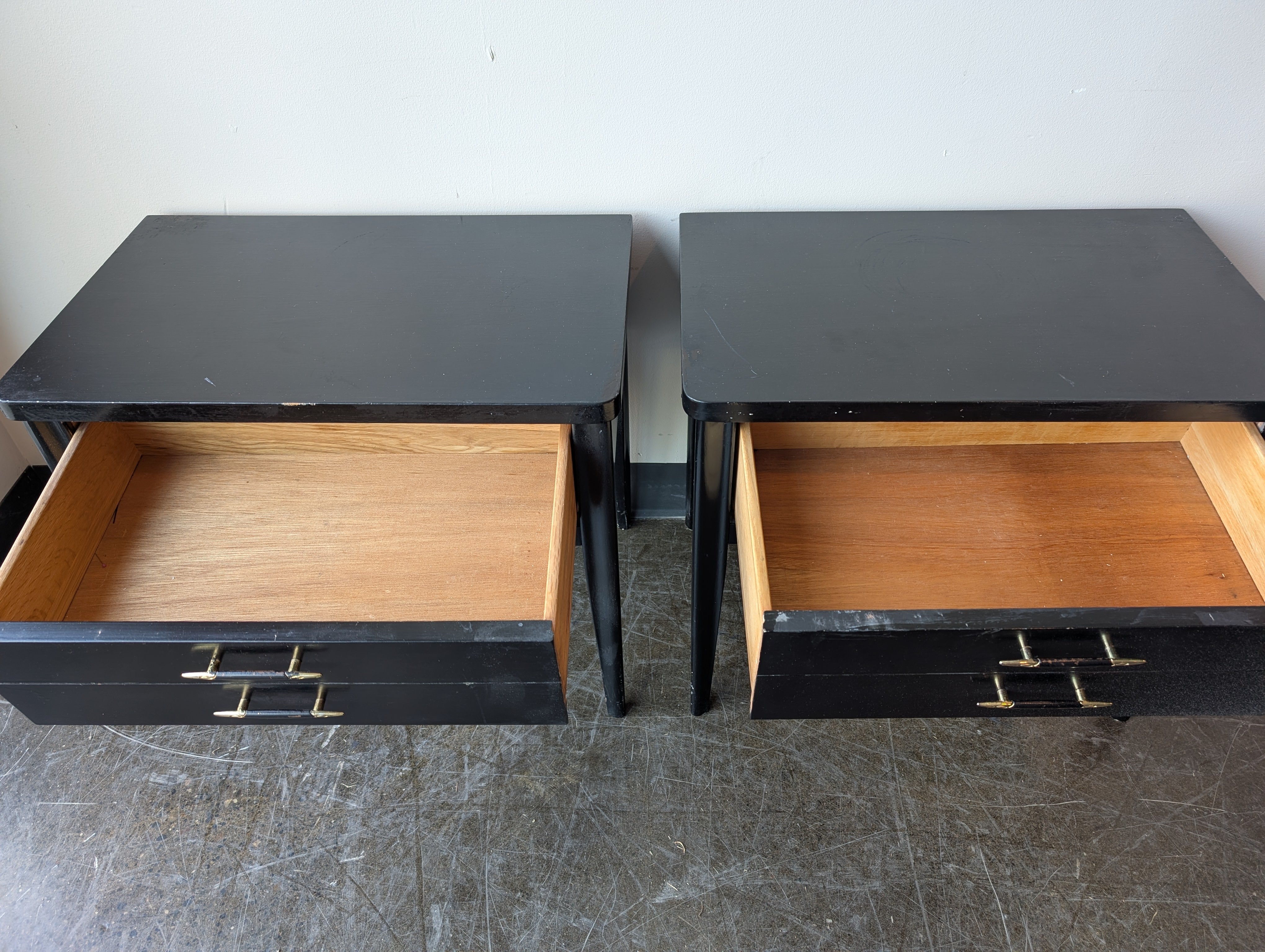 Pair of Modern Black Wood End Table