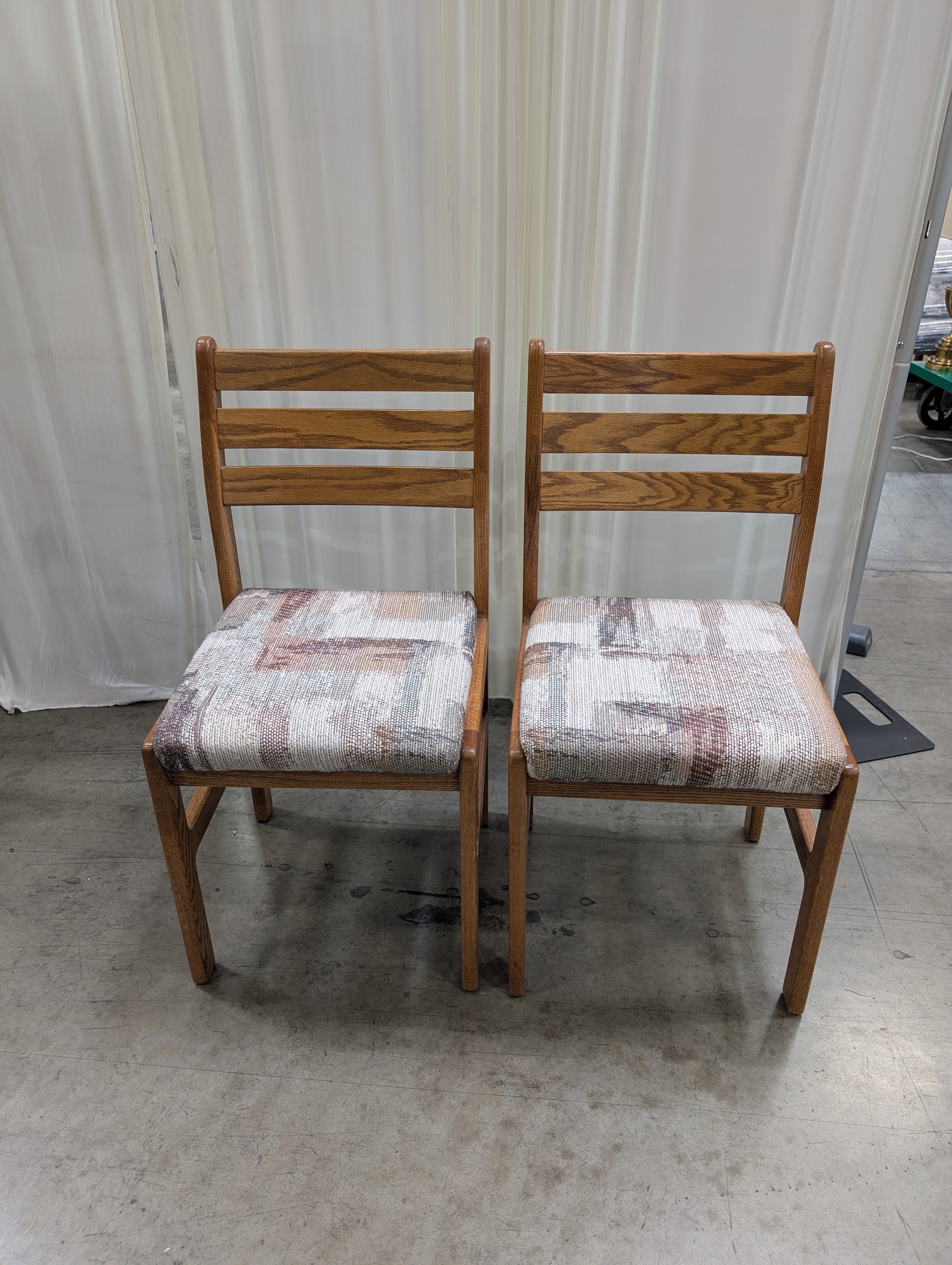 Oak Pedestal Pair of Dining Chairs