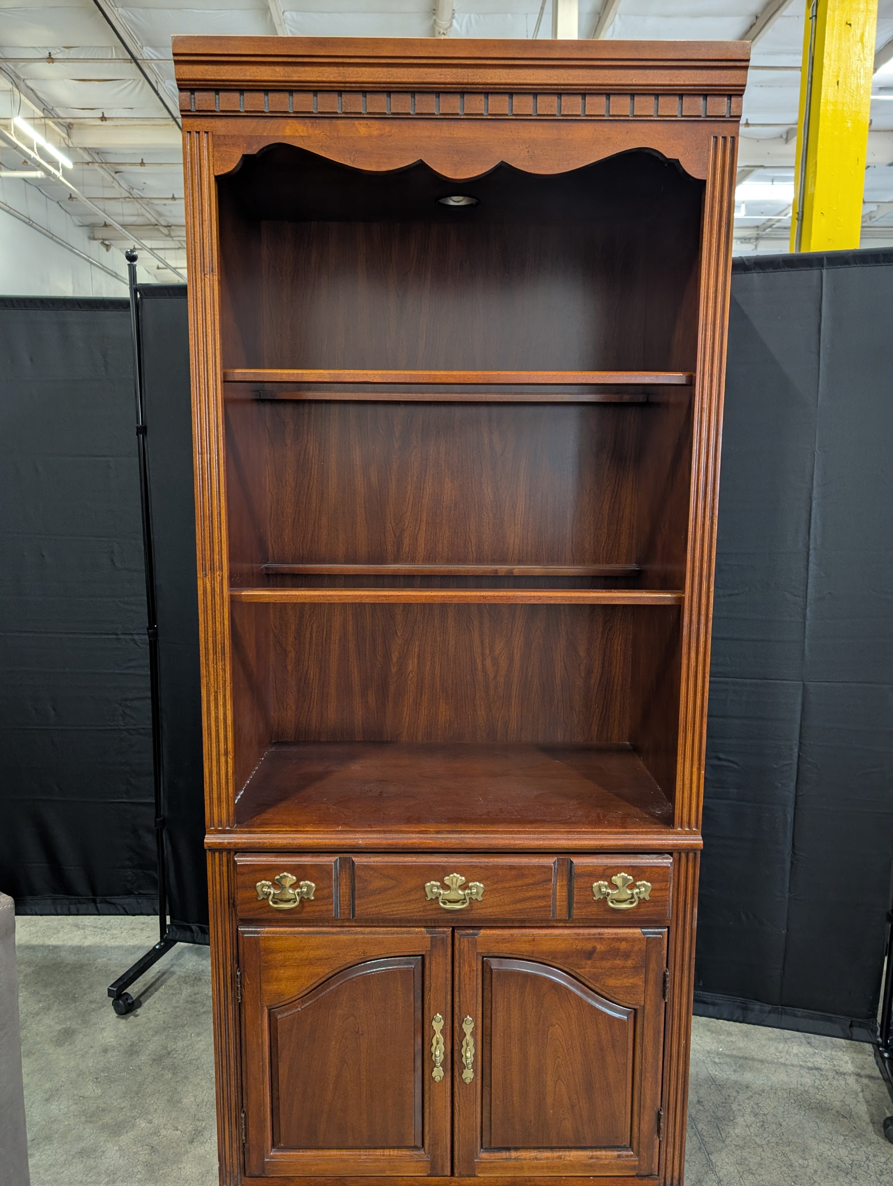 Traditional Cherry Finish Wood Bookcase with Storage Cabinet