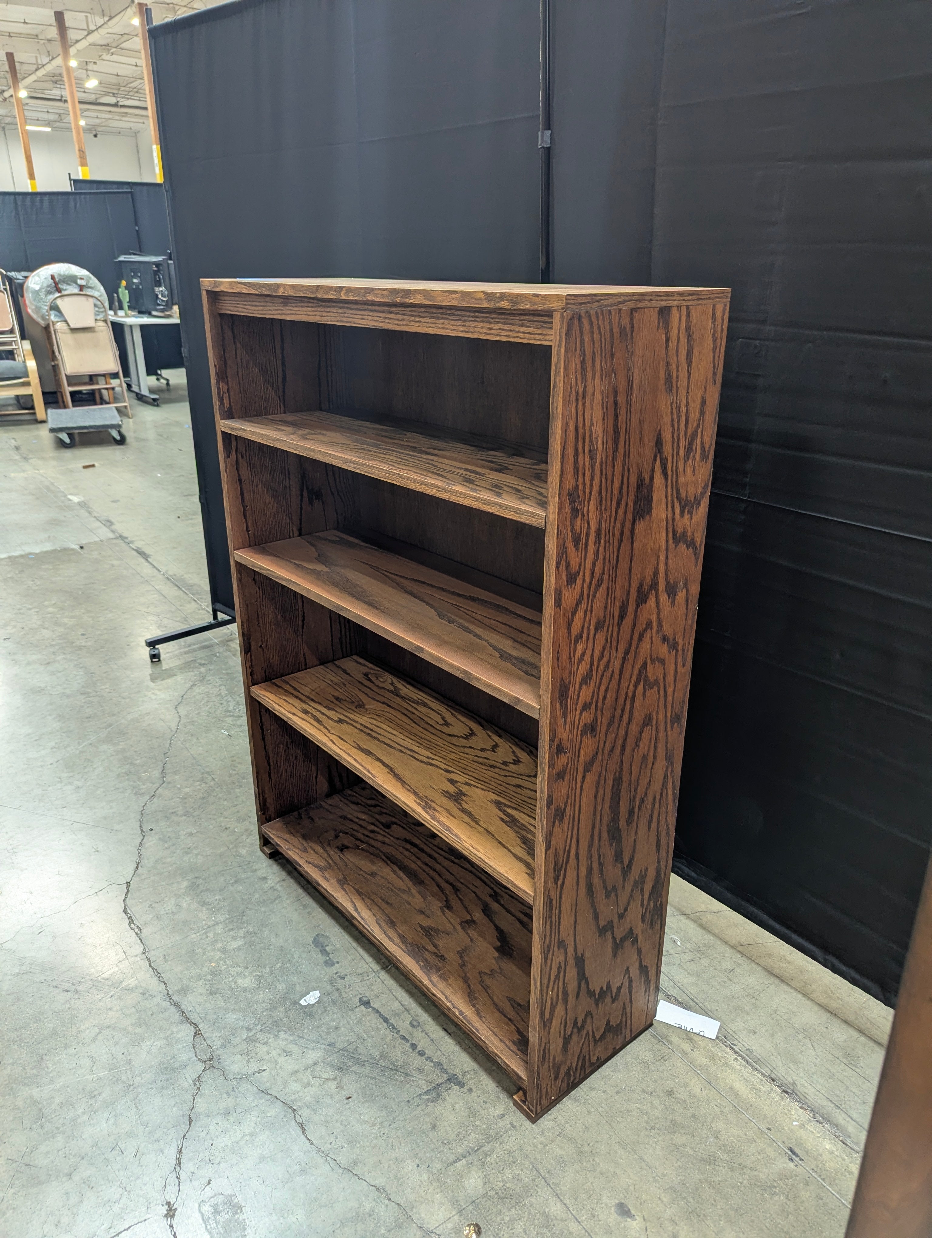Brown Stained Wood Four-Shelf Bookcase