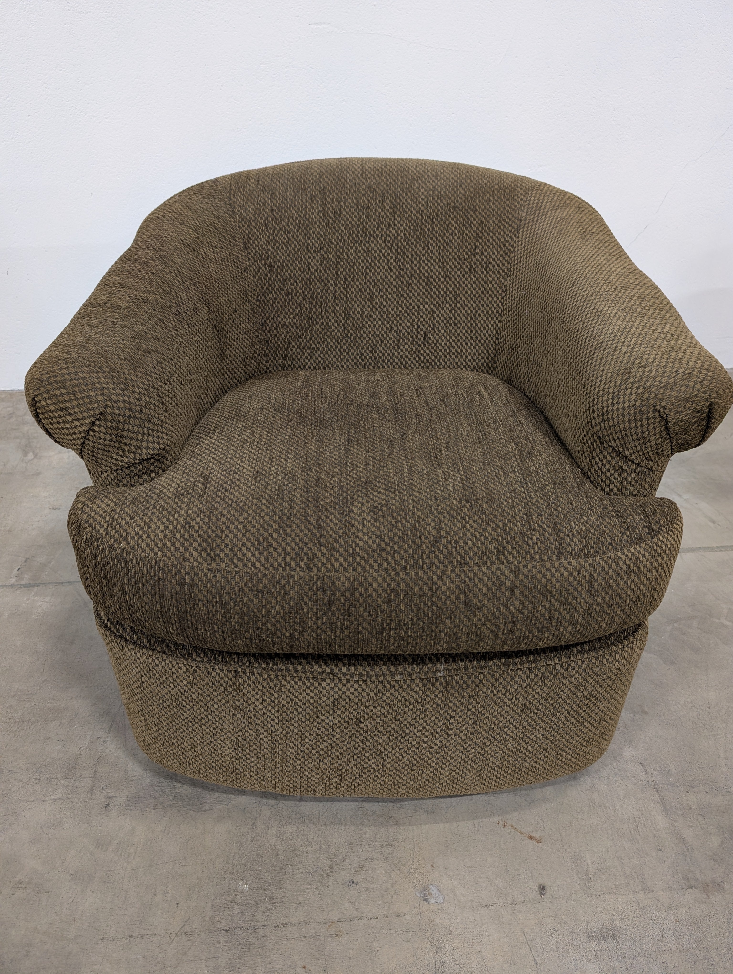 Brown Tweed Rounded Armchair