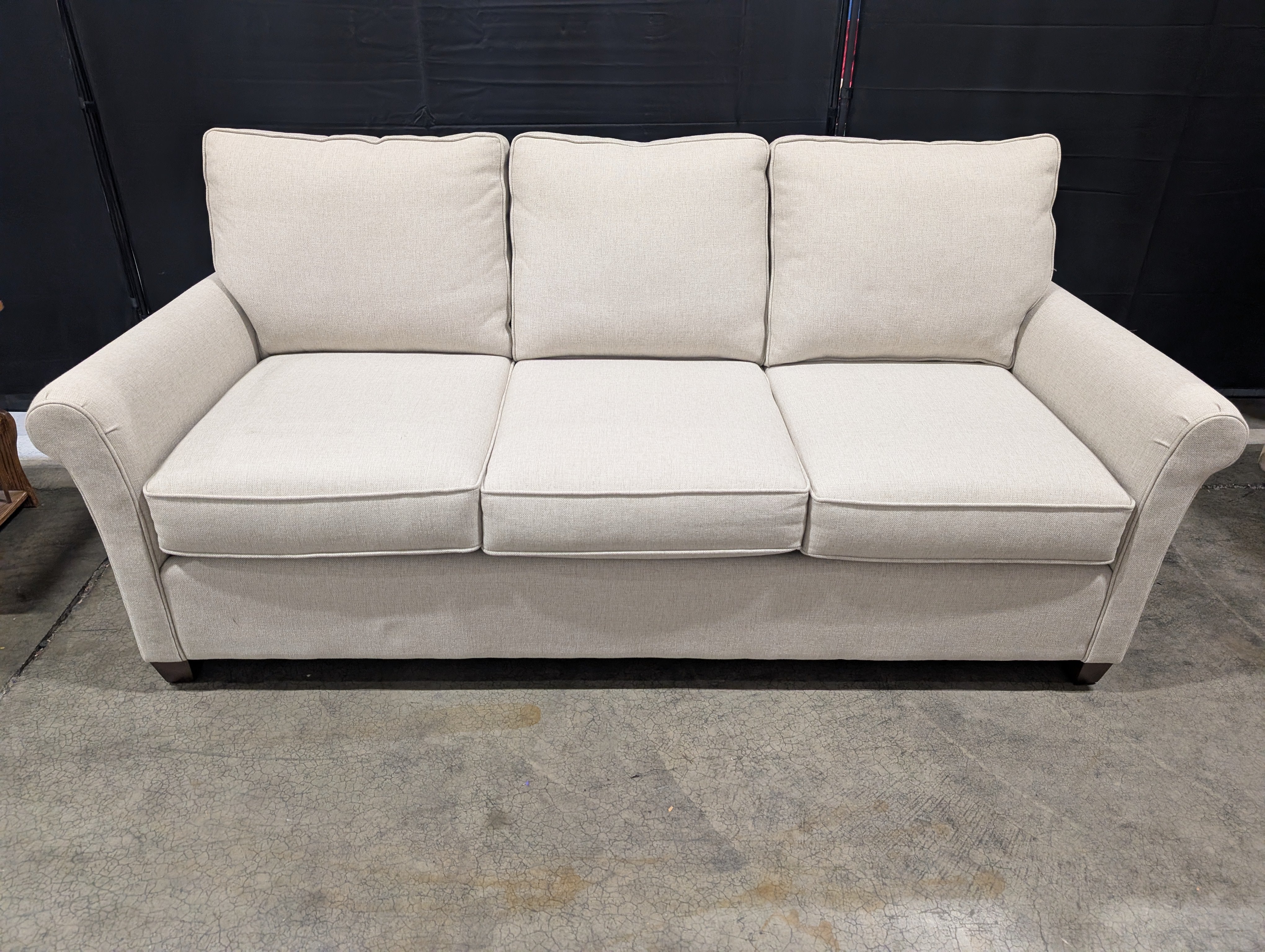 Neutral Toned Bassett Three-Seater Fabric Sofa