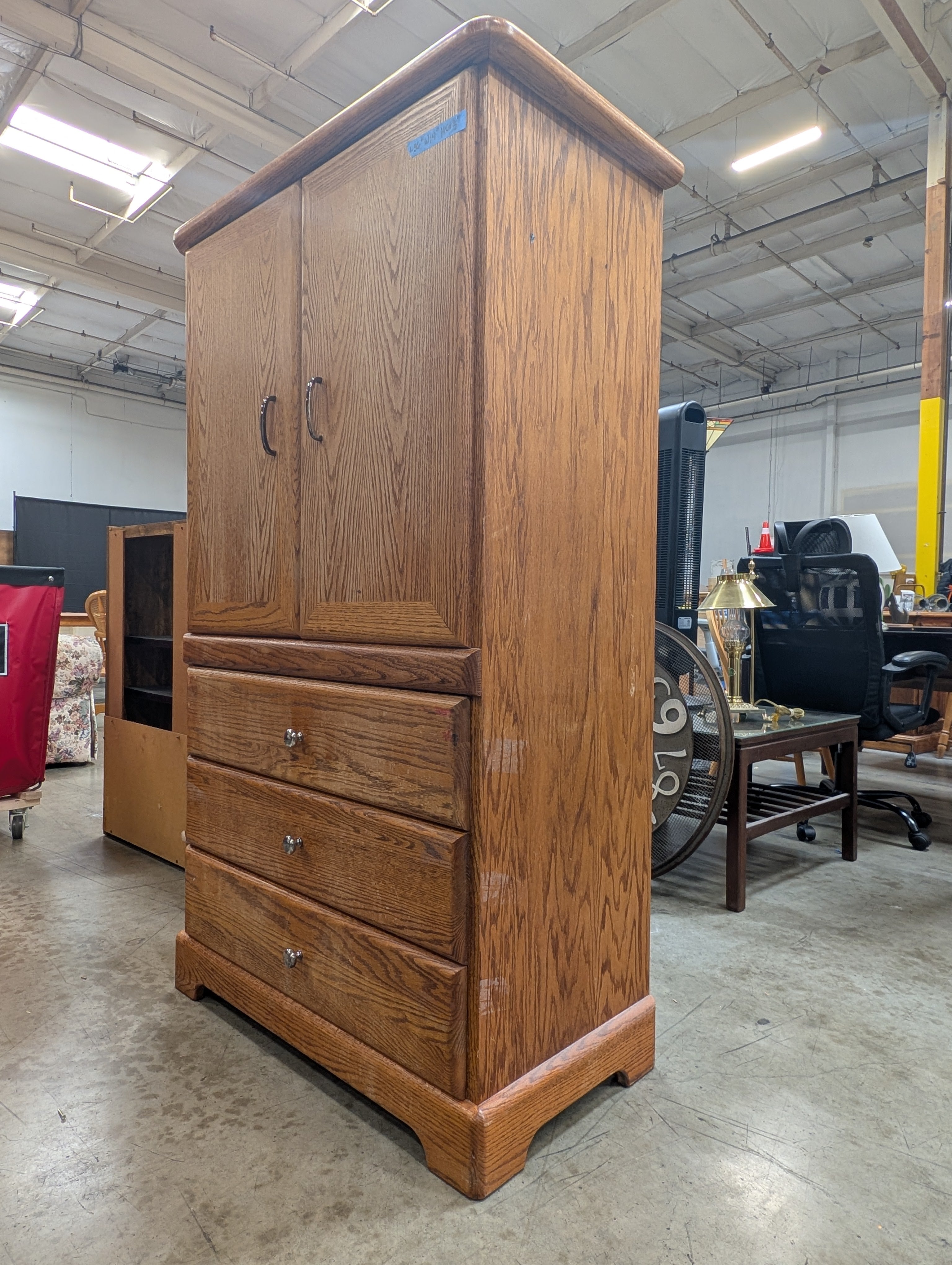 Traditional Oak Storage Cabinet with Drawers