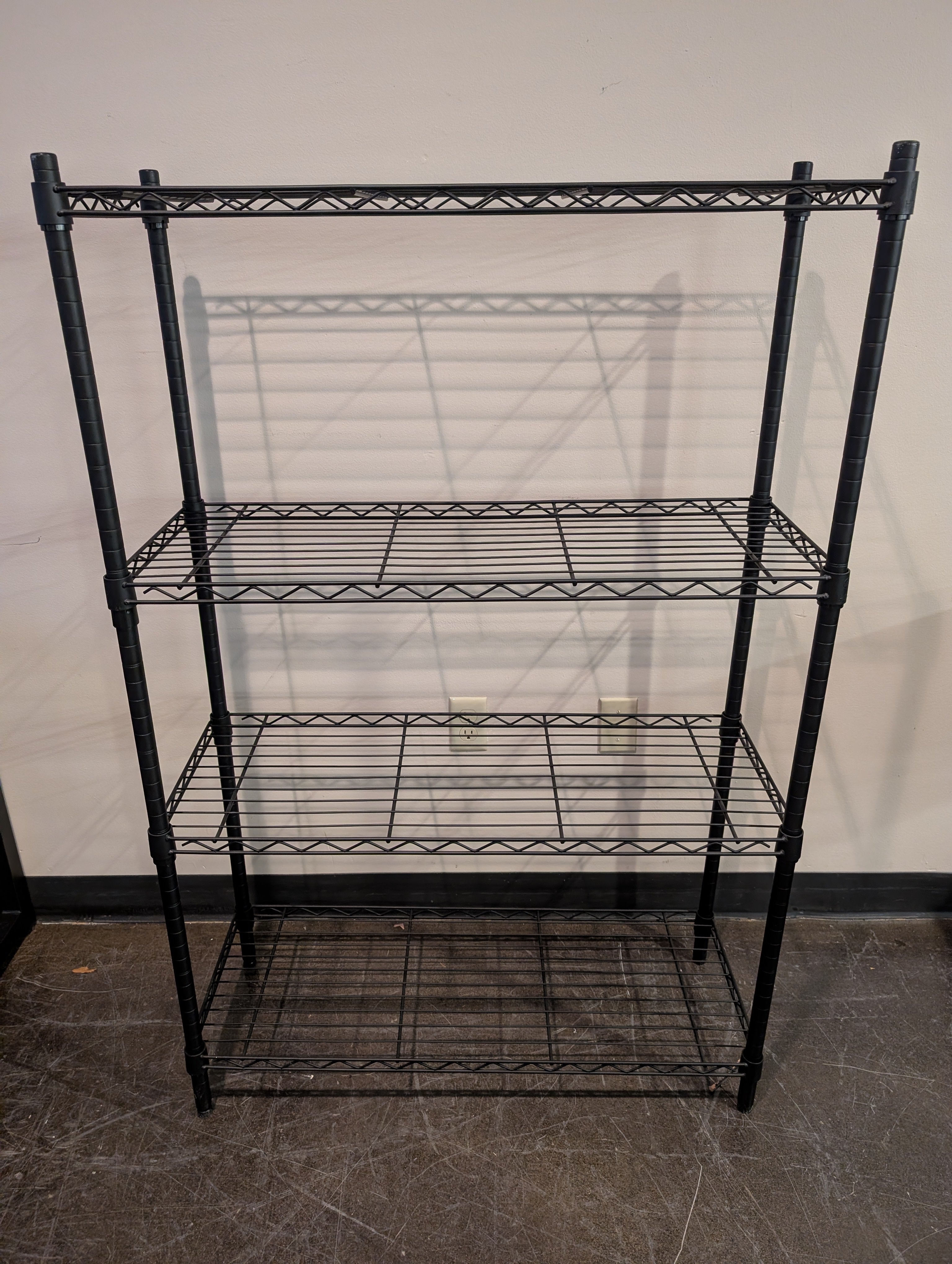 Durable Black Metal 4-Tier Shelving Unit