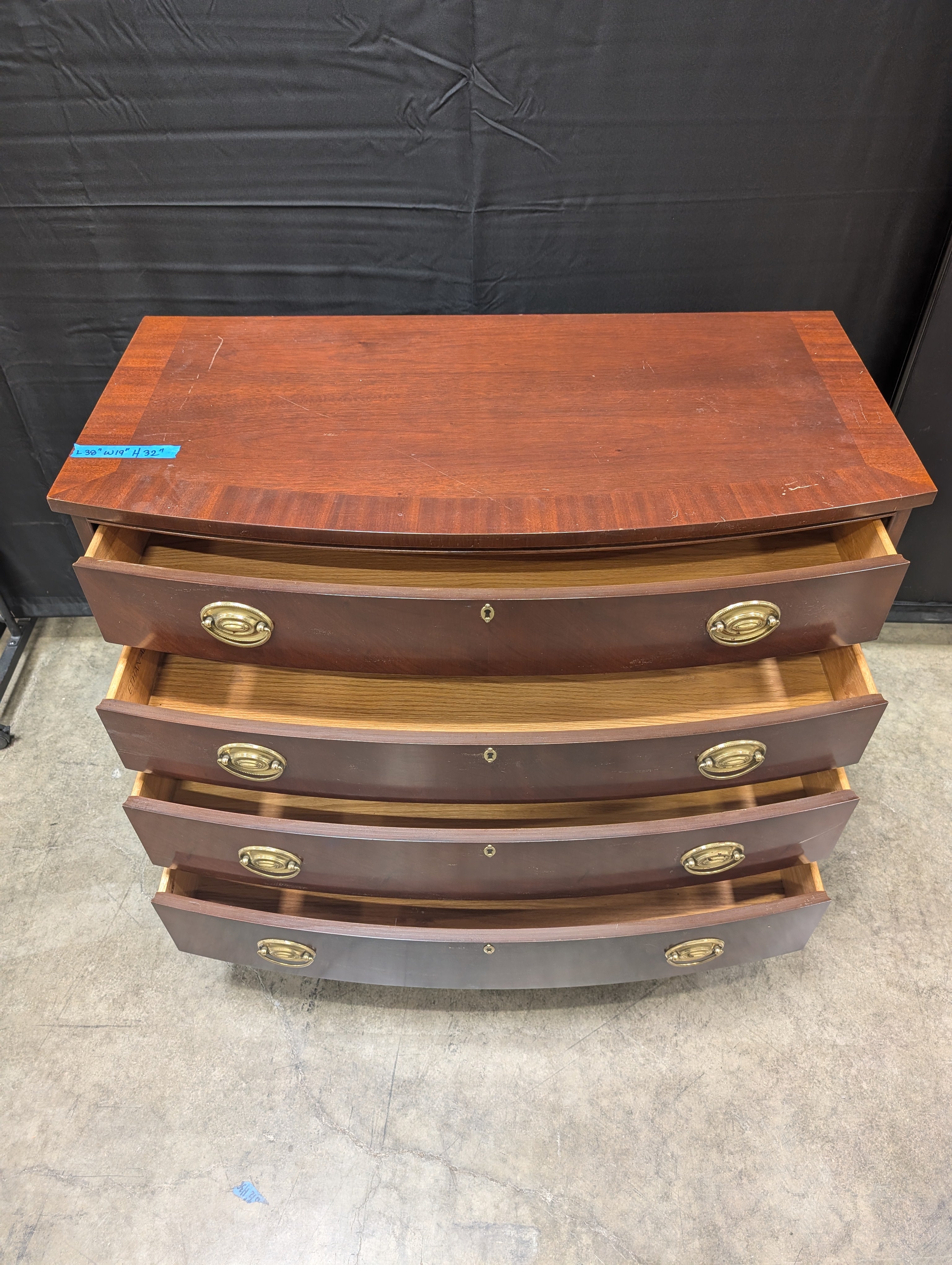 Traditional Ethan Allen Mahogany Four-Drawer Dresser with Brass Hardware