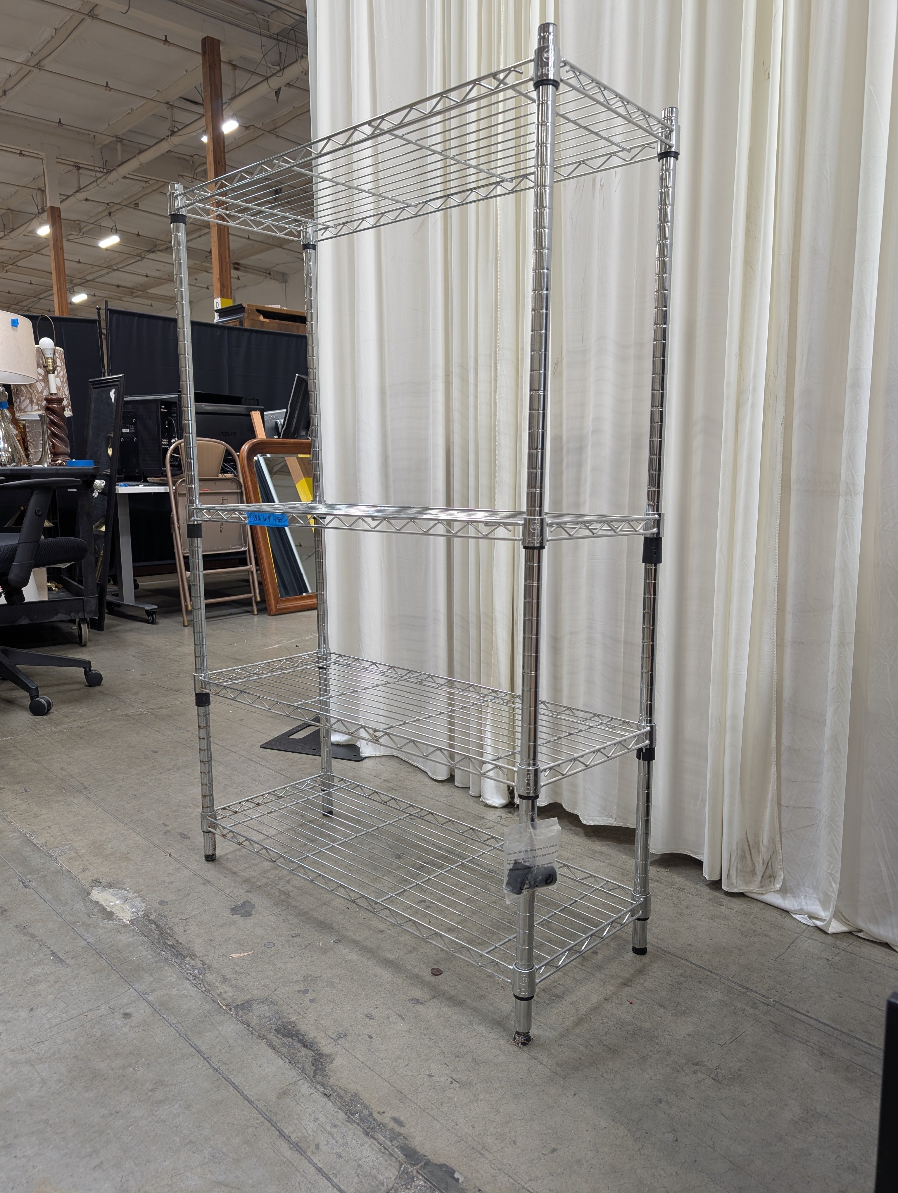 Five-Tier Steel Wire Shelving Unit in Chrome