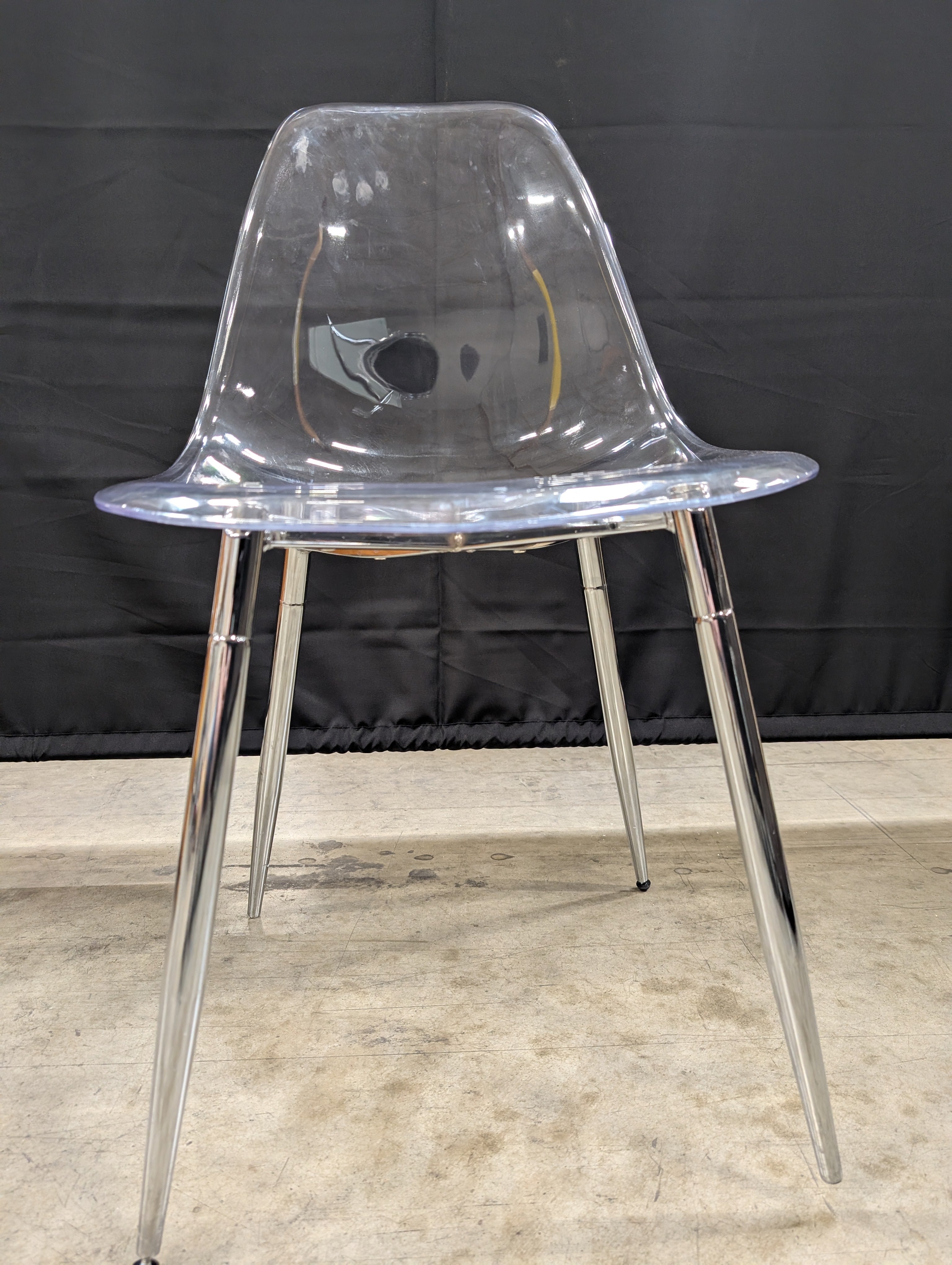 Contemporary Clear Acrylic Style Dining Chair with Chrome Base