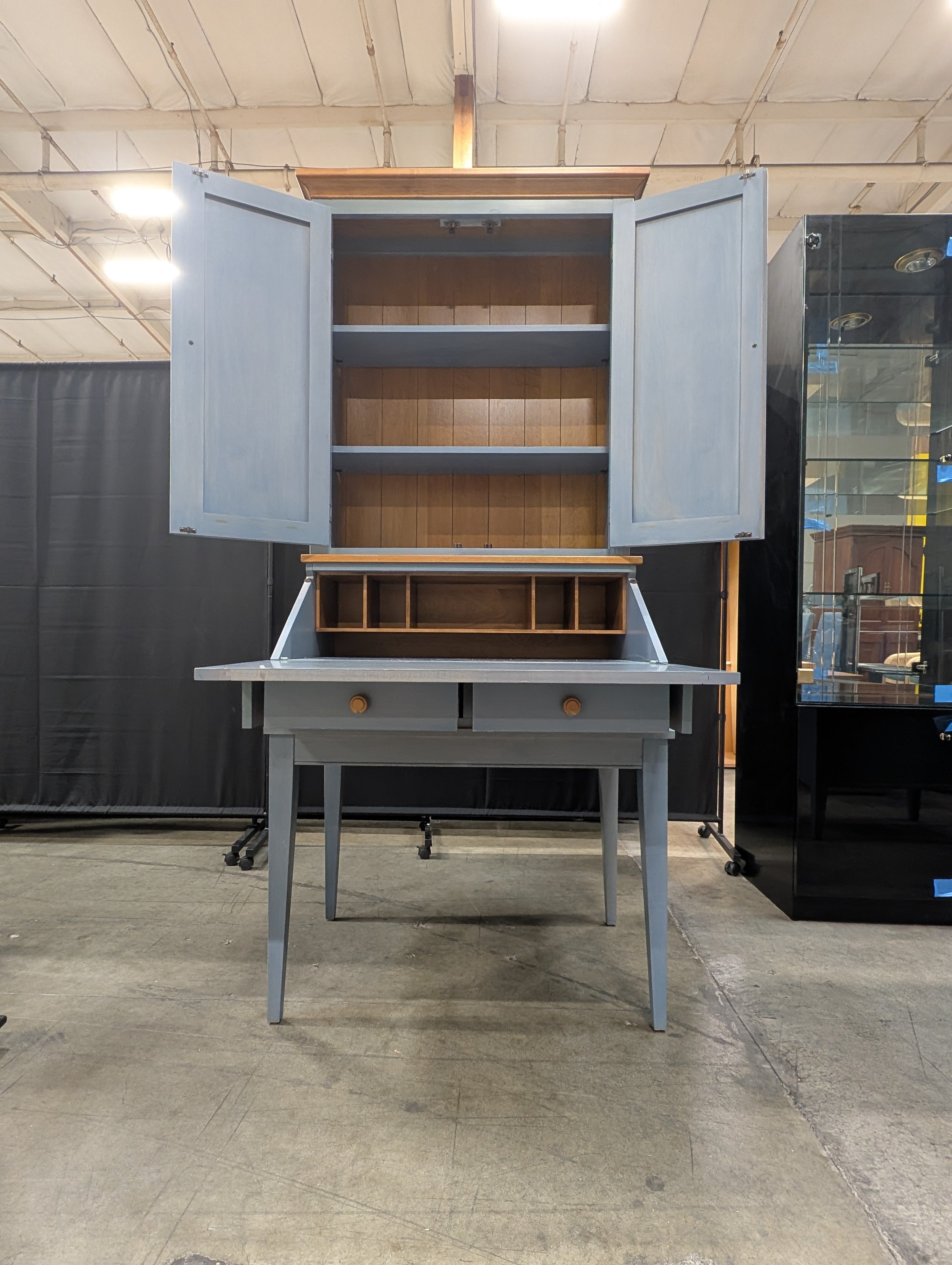 Two-Tone ETHAN ALLEN Secretary Desk with Hutch Cabinet