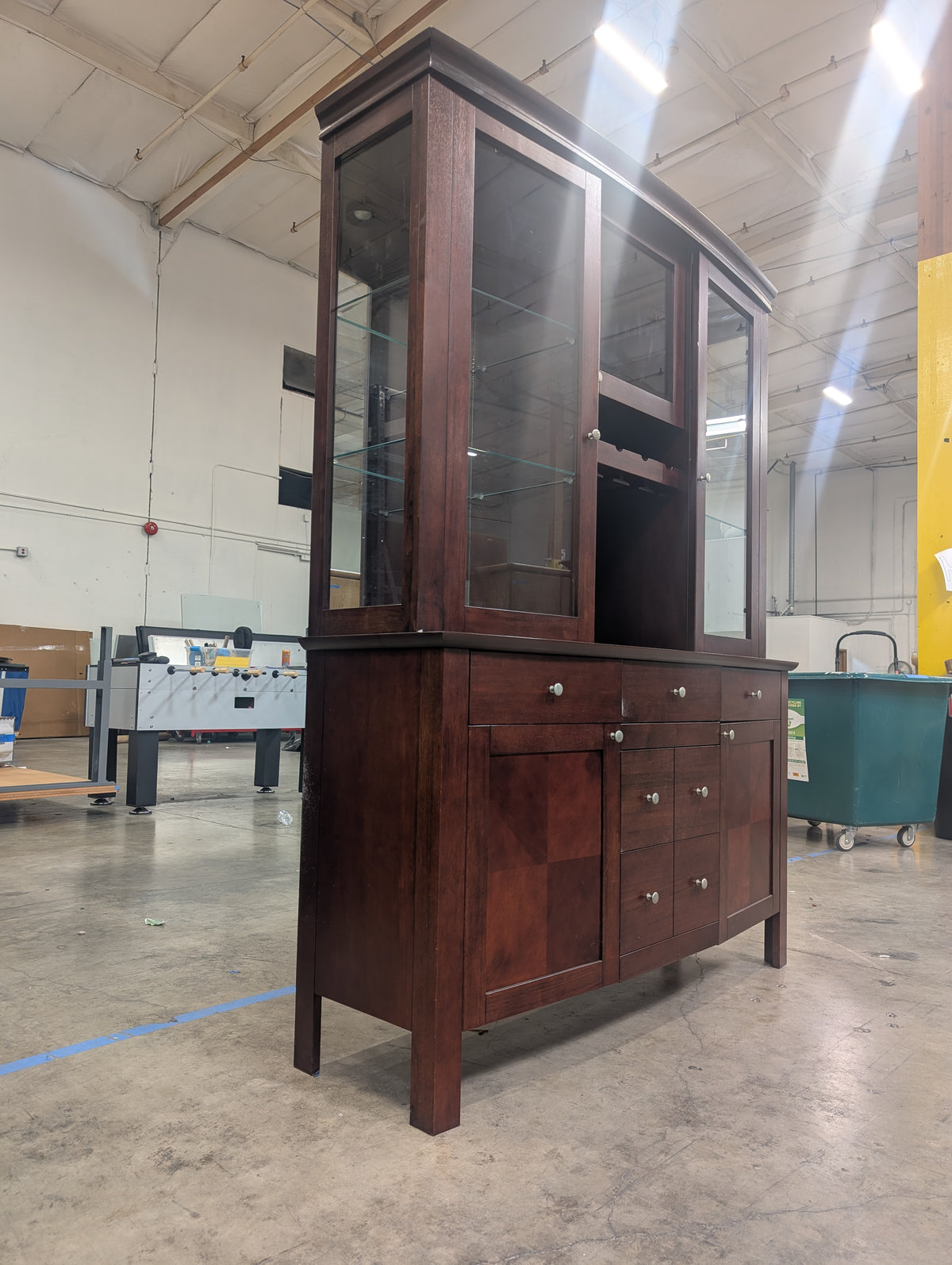 Rich Dark Stained Hamilton & Spill Hardwood Glass Door Media Cabinet Section