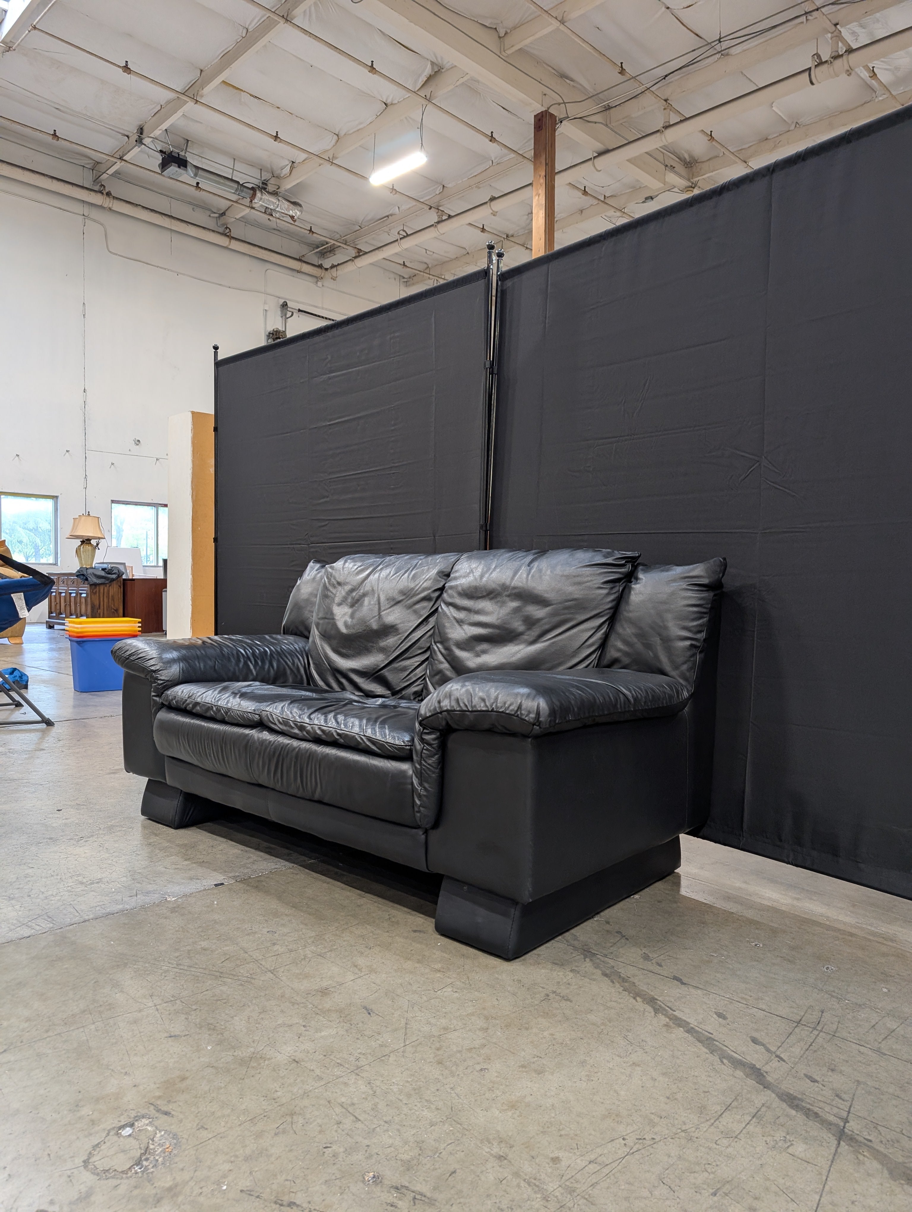 Black Faux Leather Loveseat