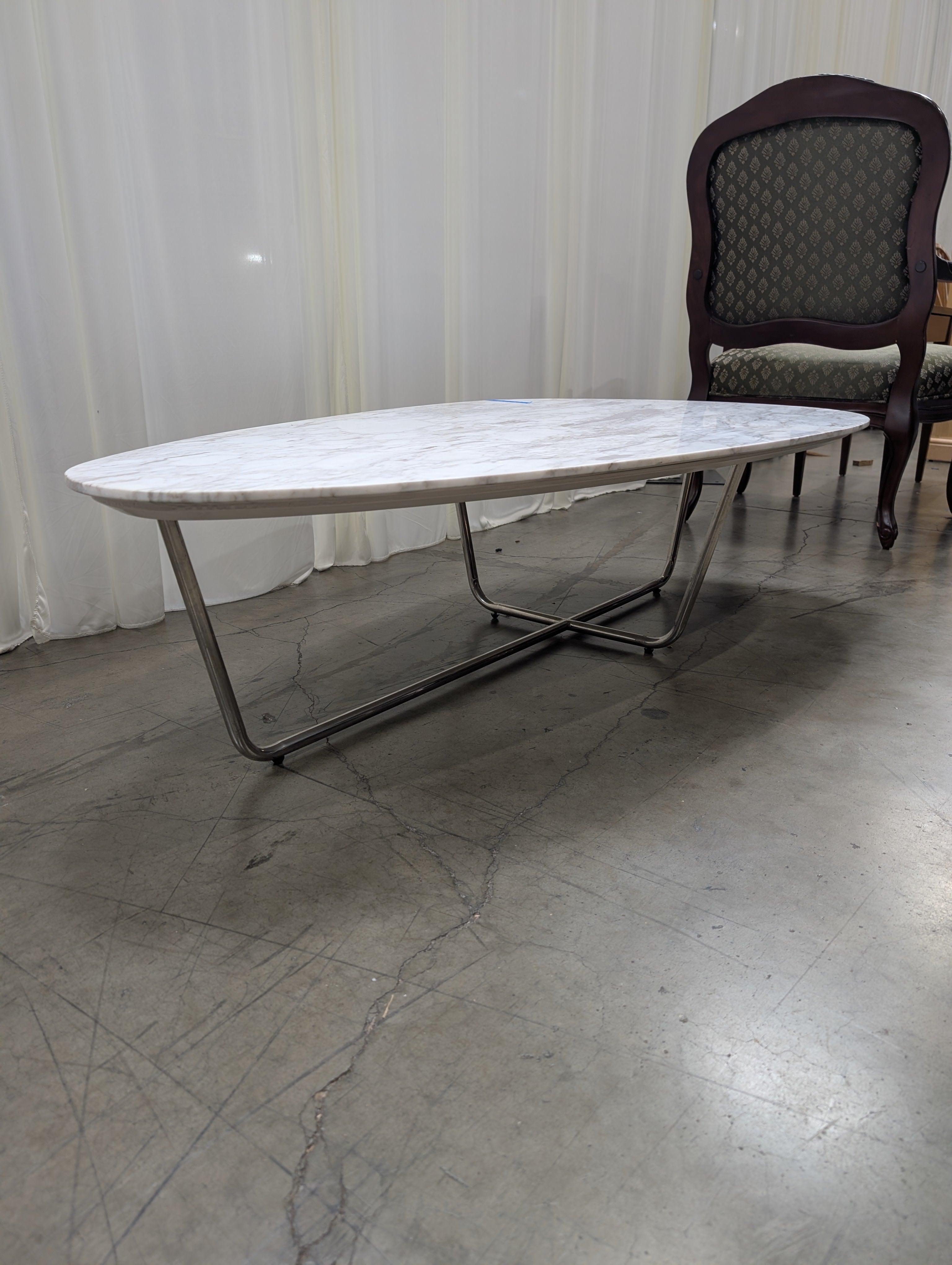 Organic Shape Coffee Table with Faux Marble Top