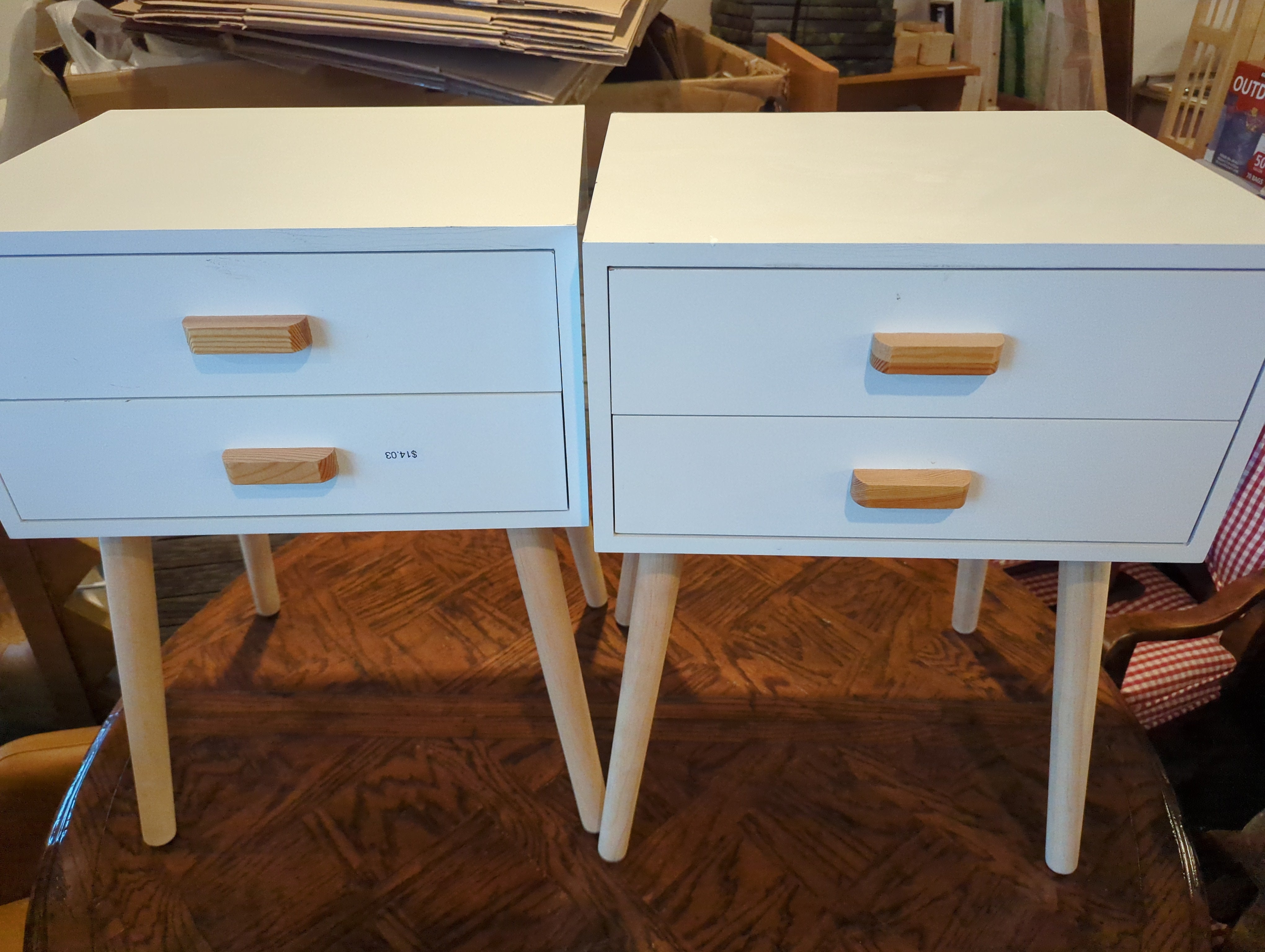 White Nightstand With Wood Knobs