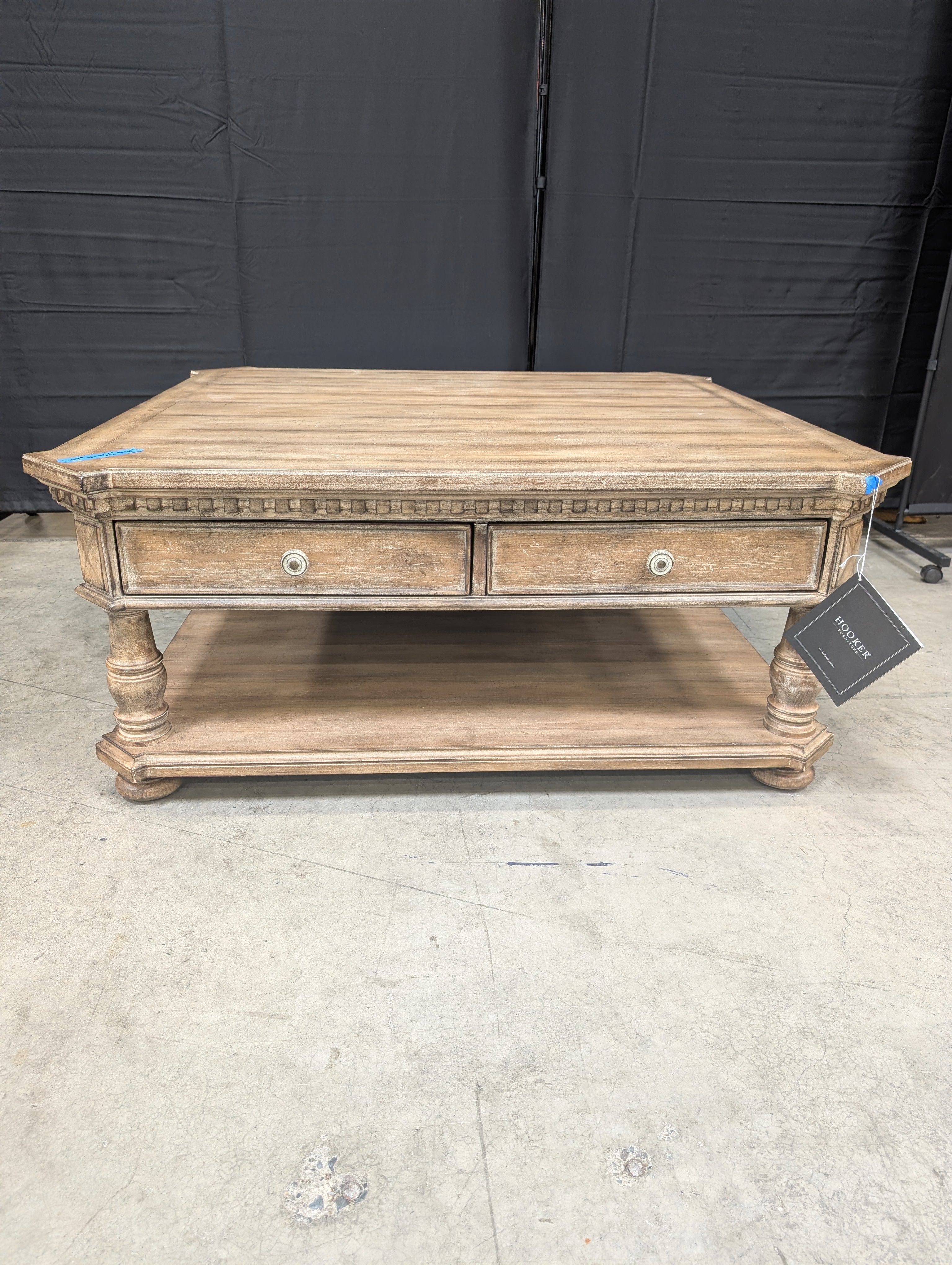Hooker Furniture Light Wood Square Coffee Table with Drawers