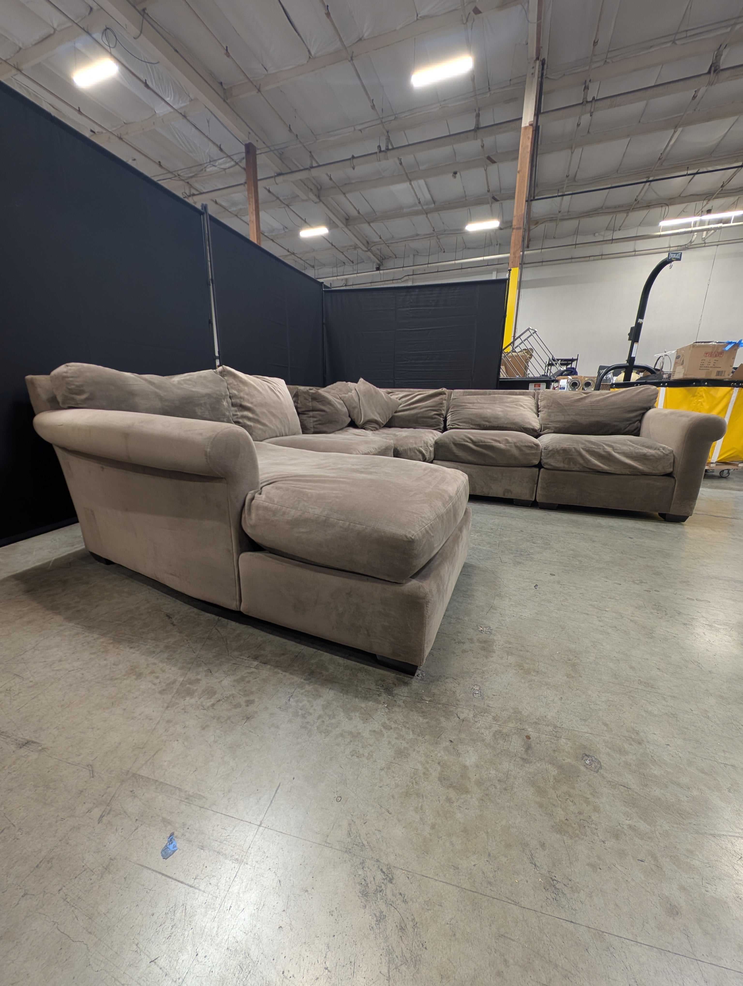 Versatile Brown Fabric Modular Sofa Sections - Five piece Set