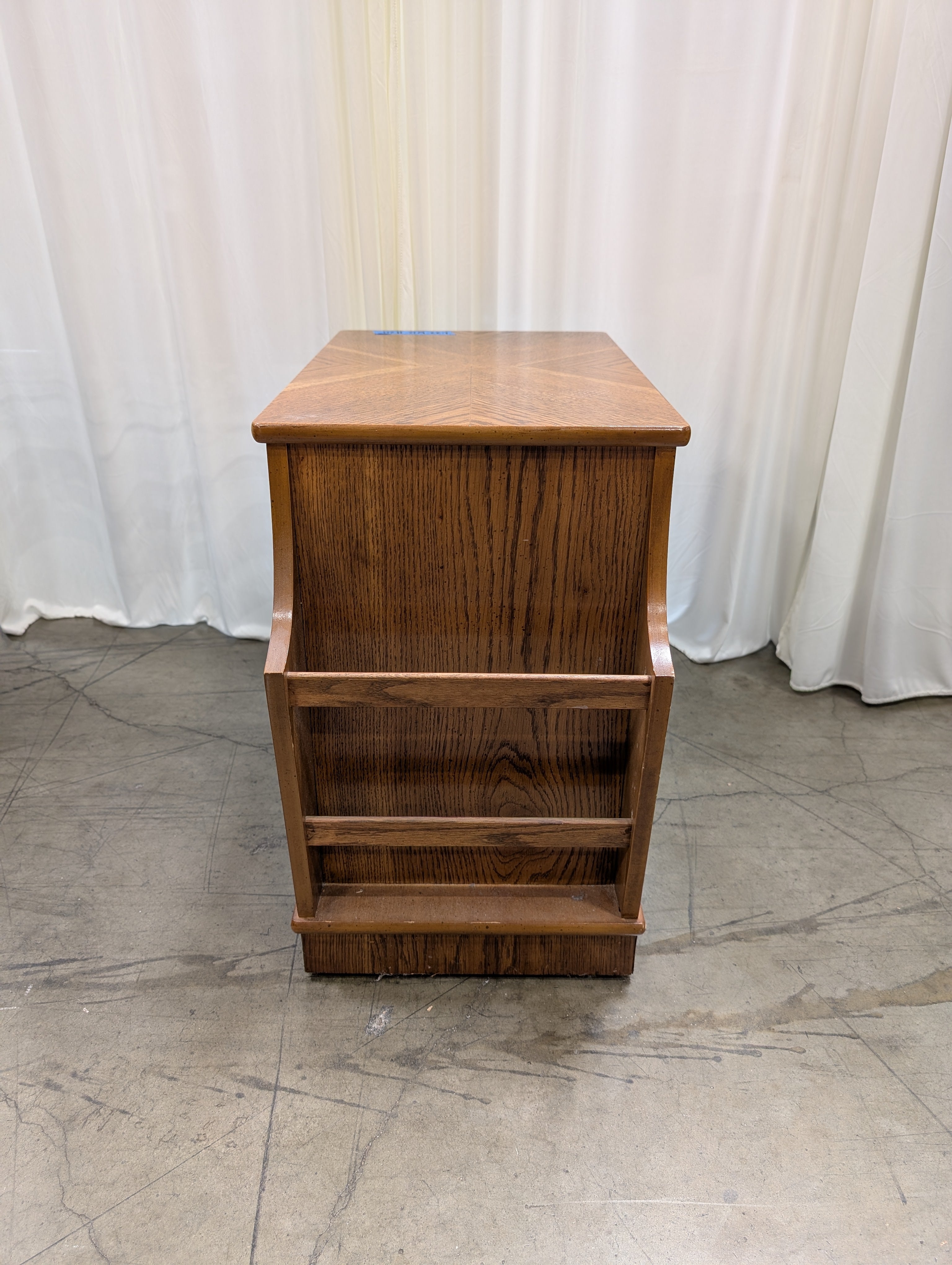 Brown Hardwood End Table with Magazine Rack