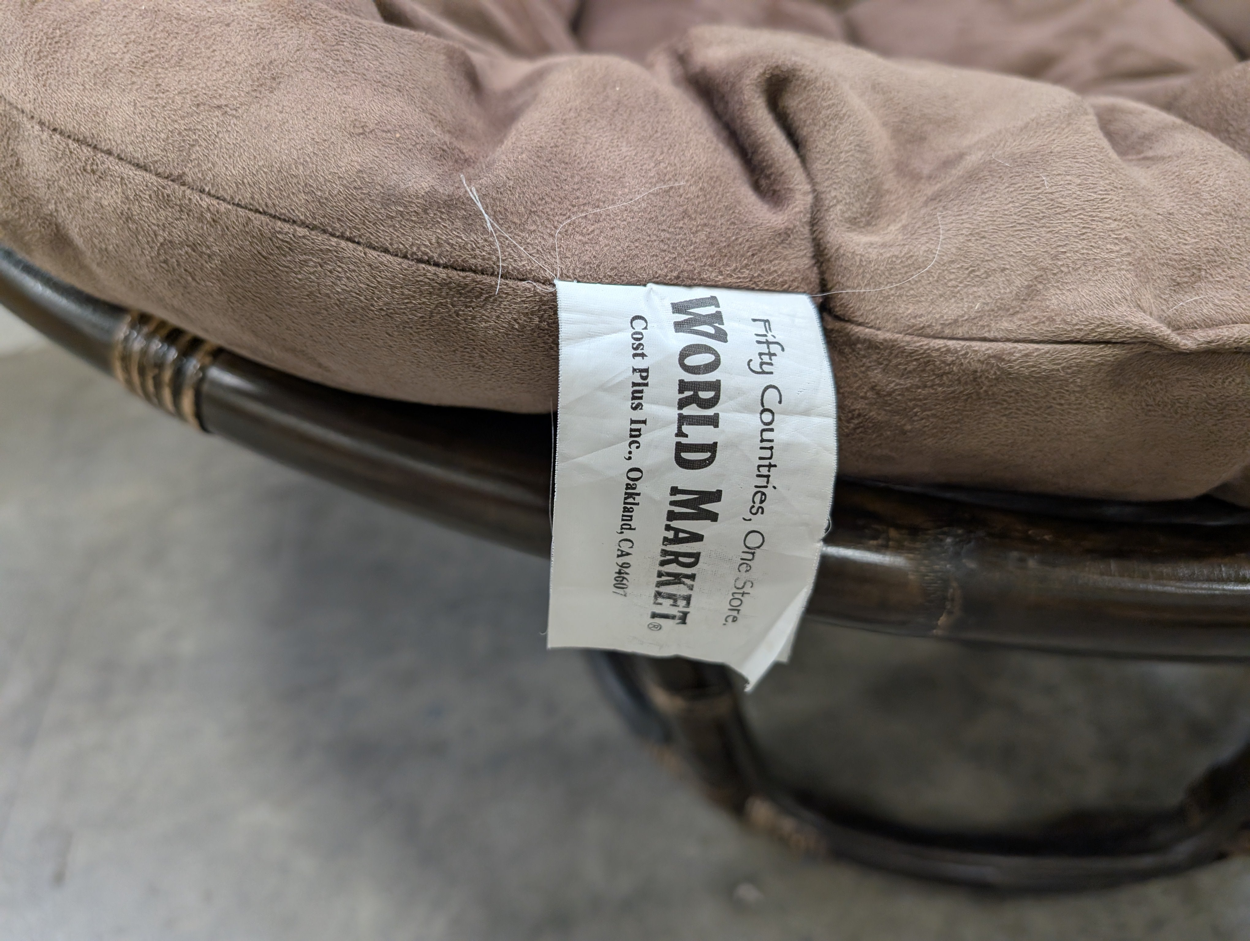 World Market Brown Papasan Chair with Tufted Cushion